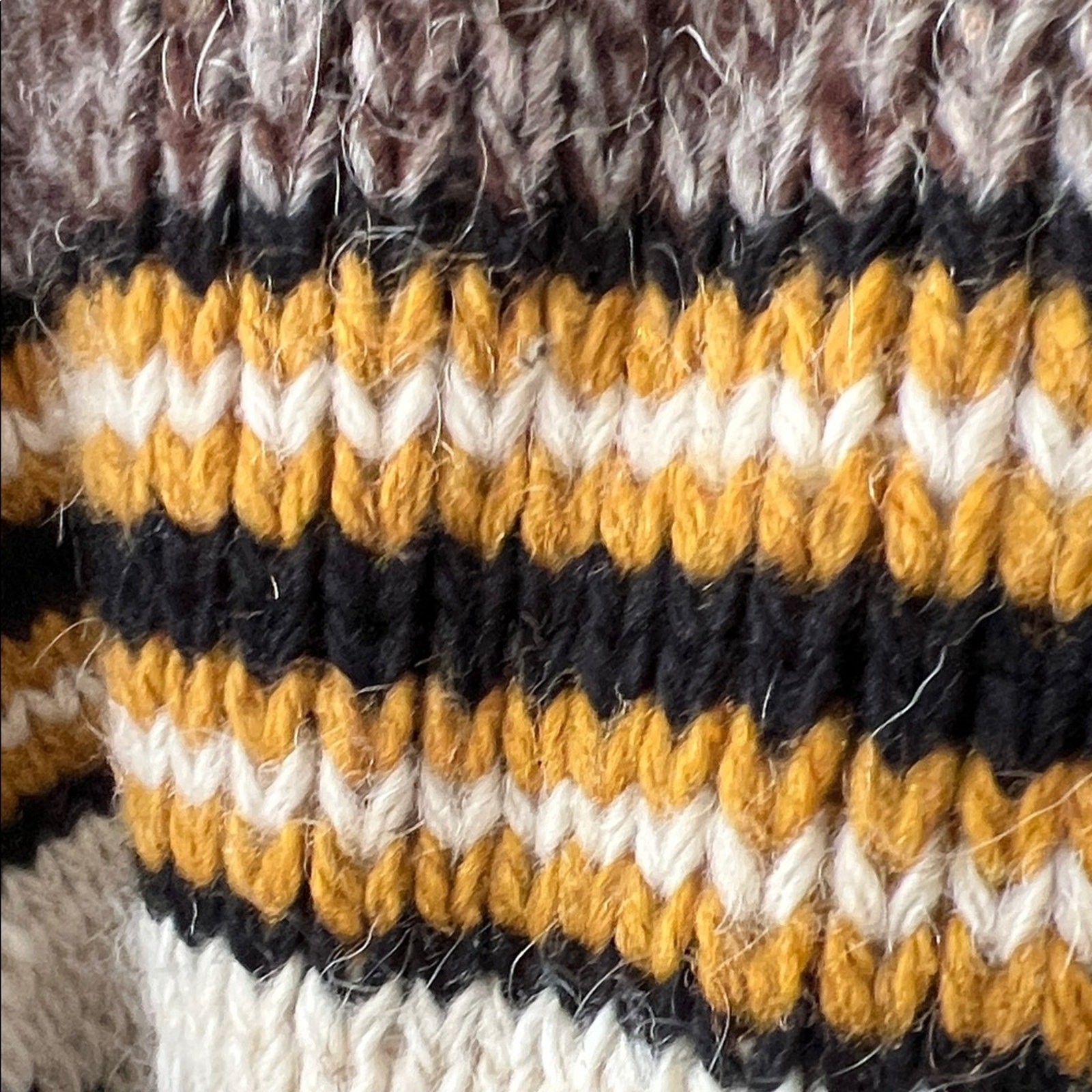 Source Unknown Brown and Yellow Patterned Cardigan, 38” across chest