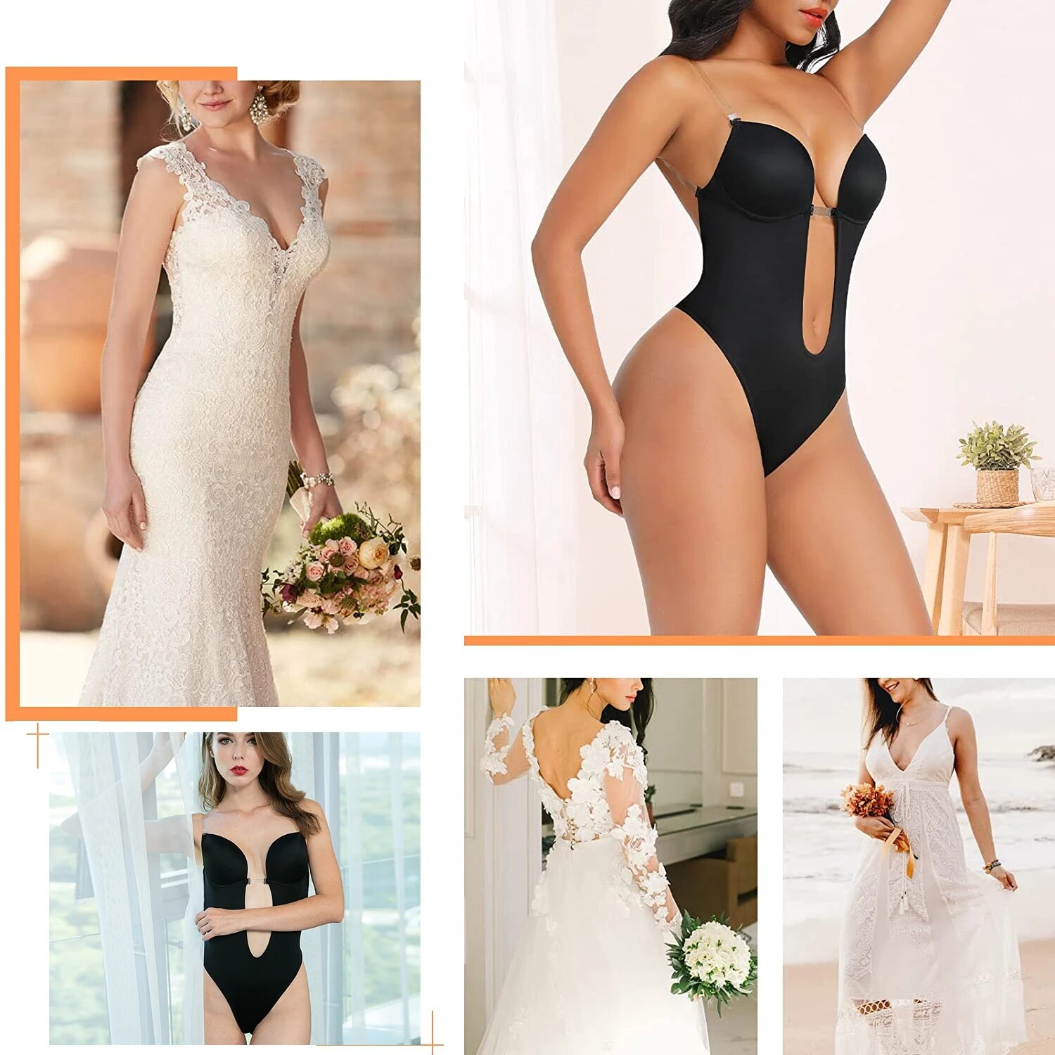 Fajas Colombianas Backless Invisible Body Shaper U Plunge Bra Bodysuit Underwear