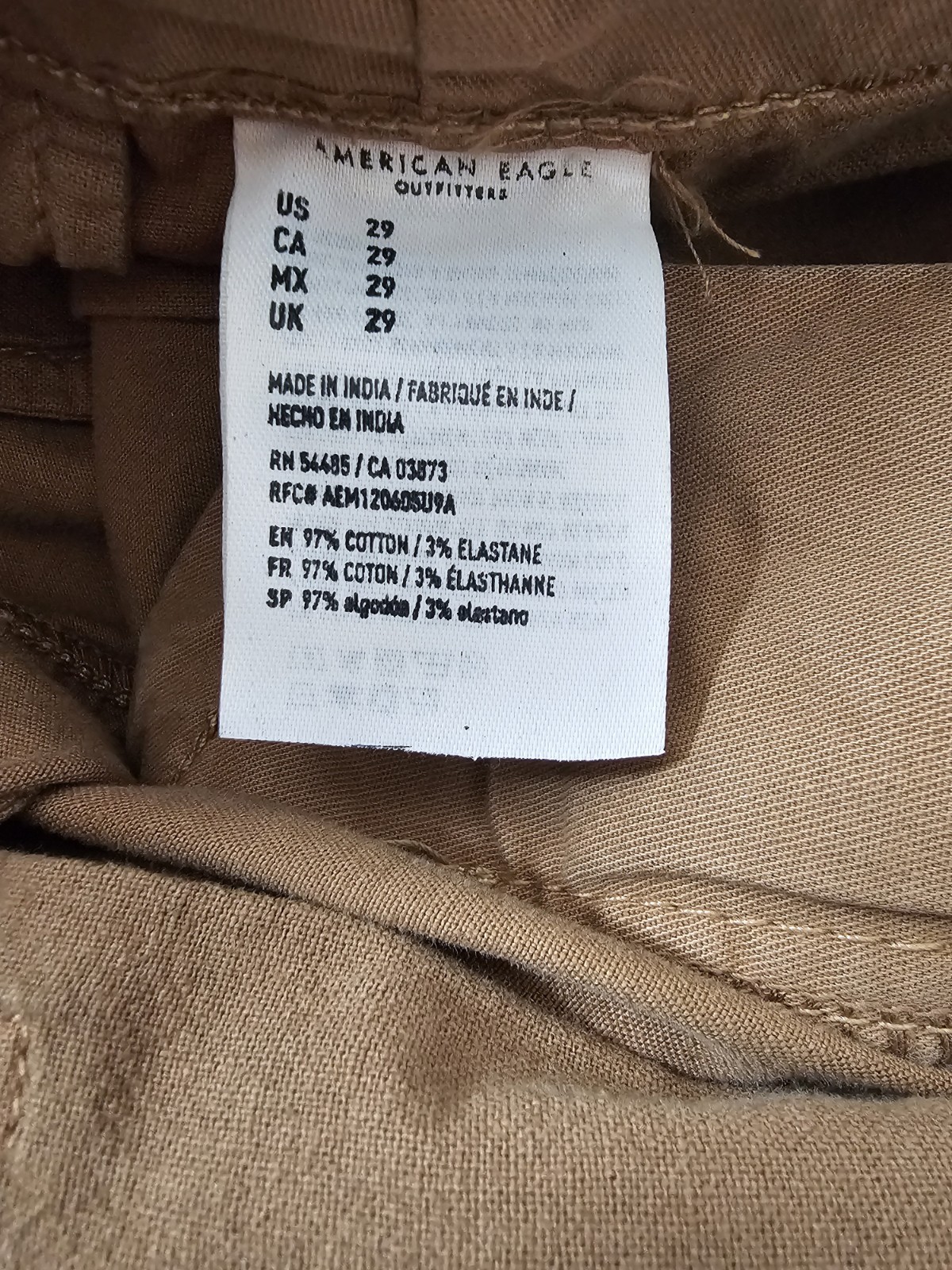 NWT American Eagle Next Level Flex Khaki Shorts Men’s 29 x 12” Longer Length Tan