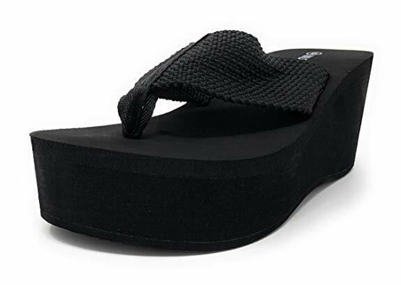 WEDGE EVA 3″ WEBBING PLATFORM THONG FLIP FLOPS SANDALS