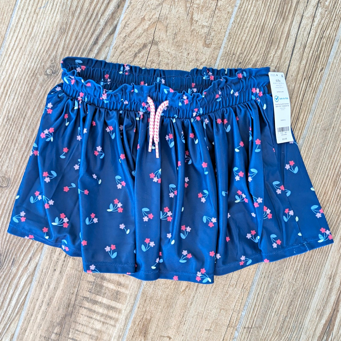 Carter’s Girls Skort Size 6/6X Blue Floral Pull-On Skater Ruffle Elastic