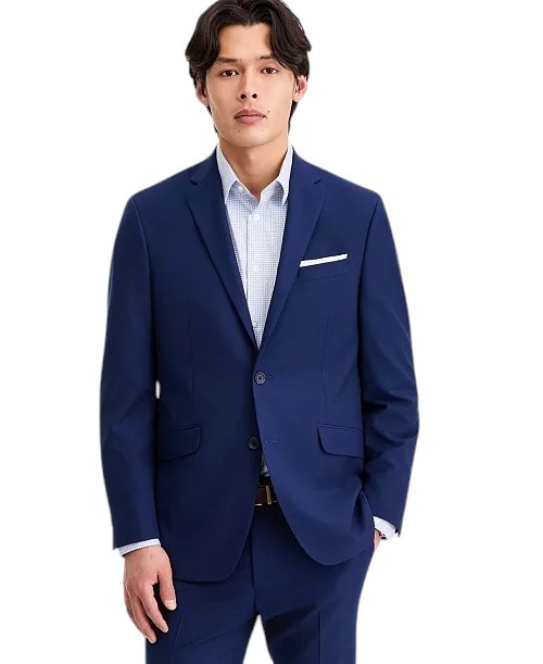 Kenneth Cole Mens Slim fit Suit Jacket Blazer 44 R Navy Blue Solid Stretch