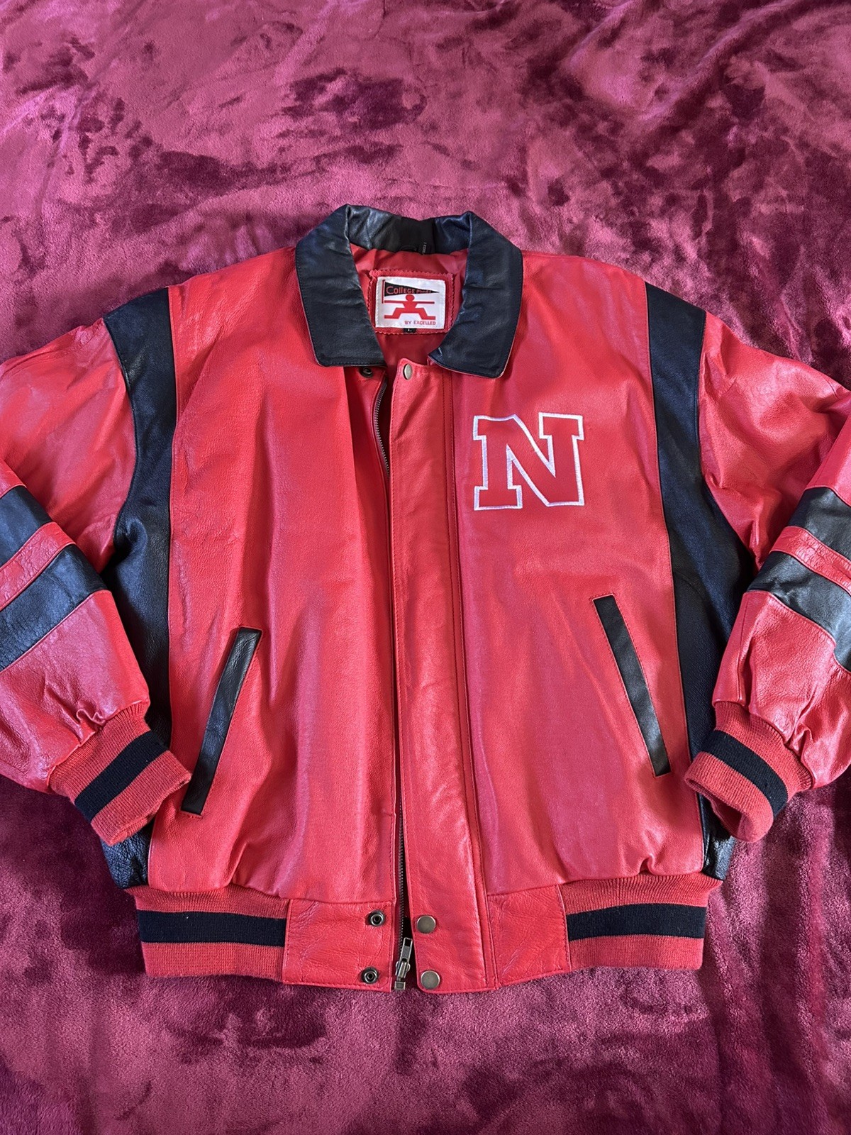 Vintage Nebraska Cornhuskers Jacket • 90s NCAA Huskers Leather College Phase