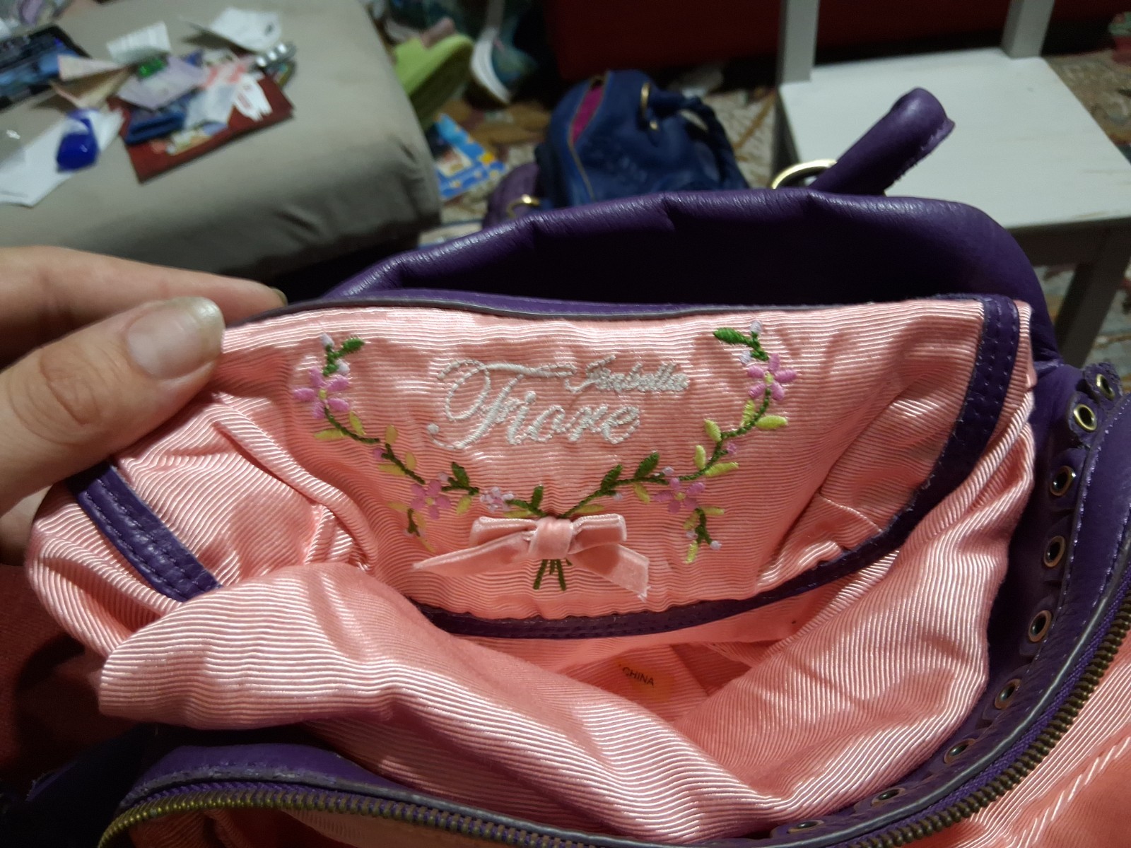 NWT Isabella Fiore Purple Leather “Taja” Satchel