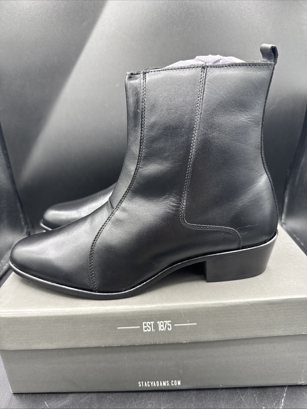 PICK SIZE – Stacy Adams 24855 Men’s Santos Black Side Zip Soft Leather Boot
