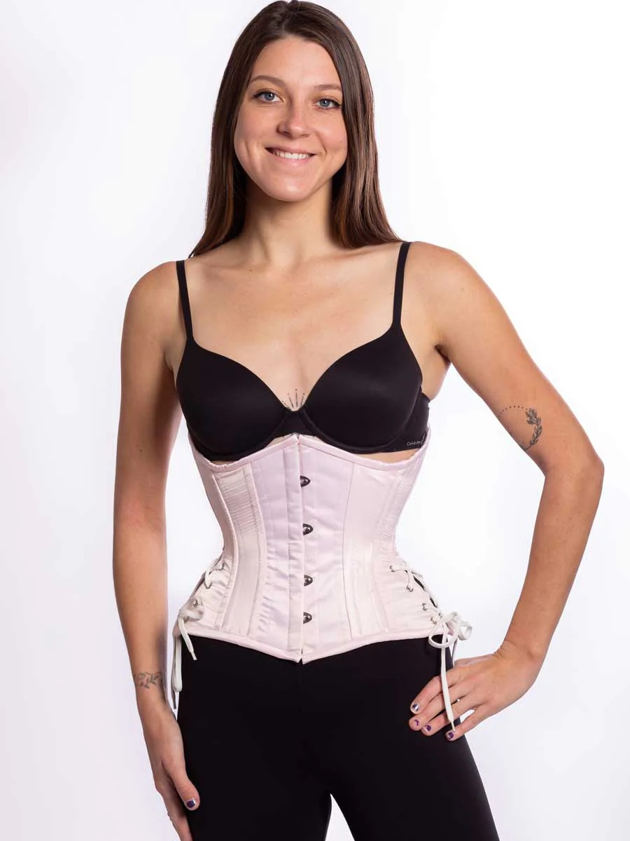 New 426 Standard With Hip Ties Pink Satin 38” Underbust Corset