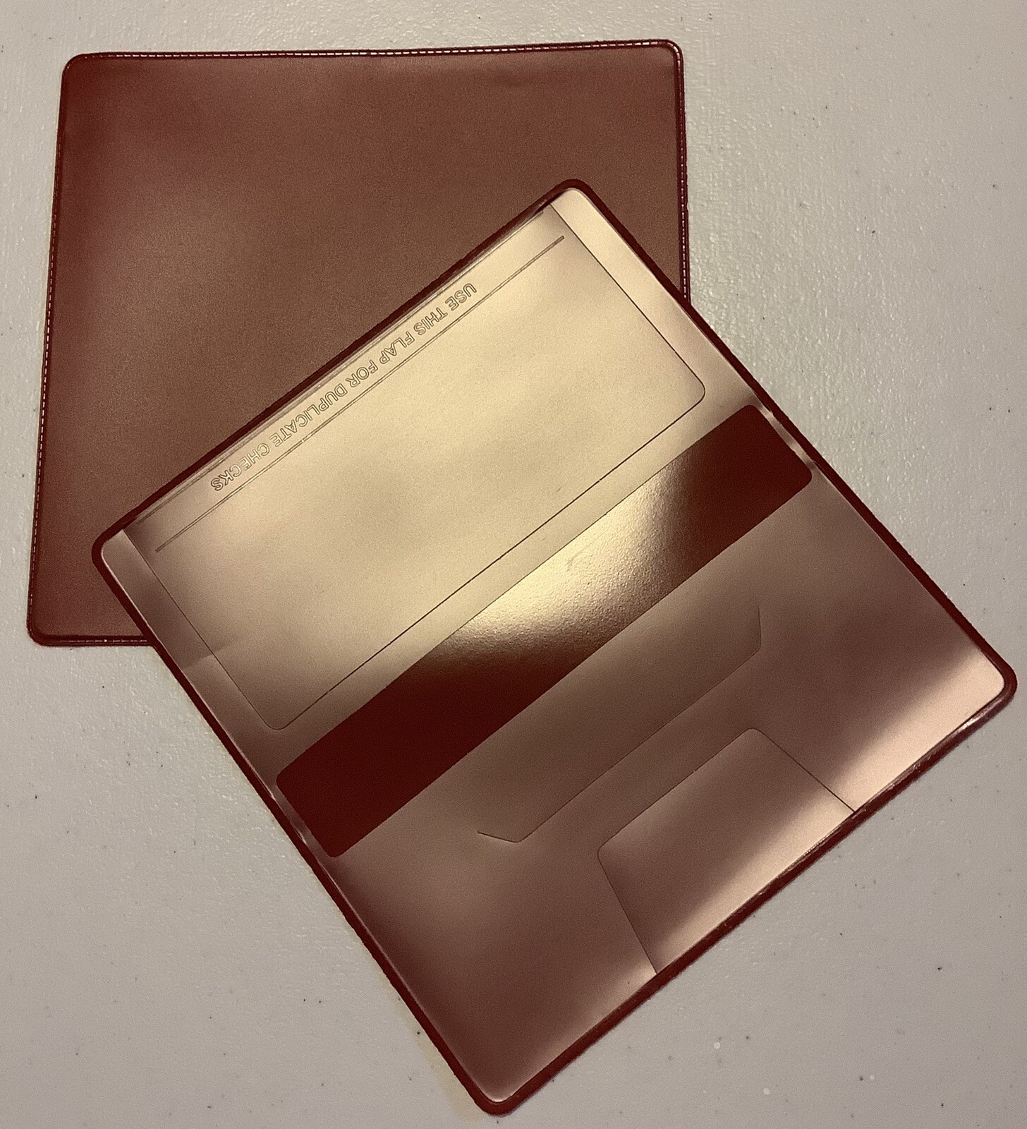 1 NEW RED VINYL CHECKBOOK COVER WITH DUPLICATE FLAP
