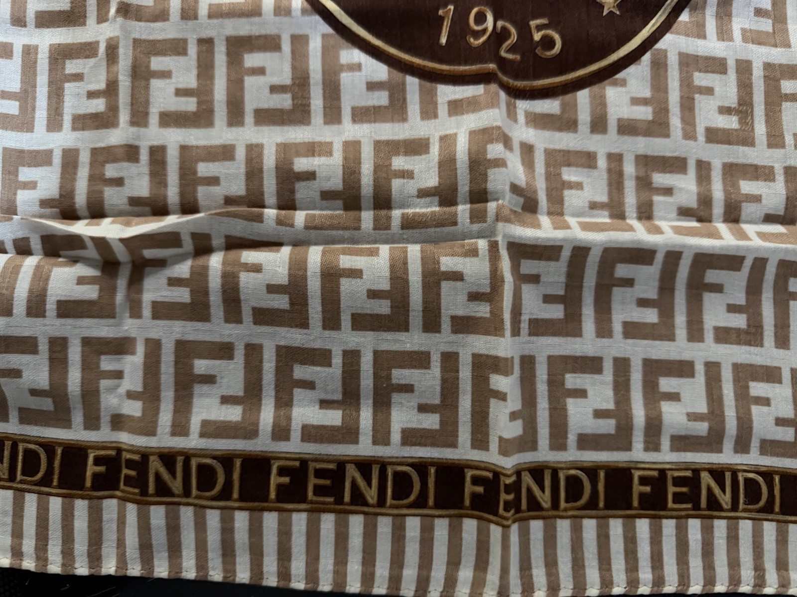 Authentic Fendi Brown/white FF stripe scarf with “FENDI ROMA 1925” seal?