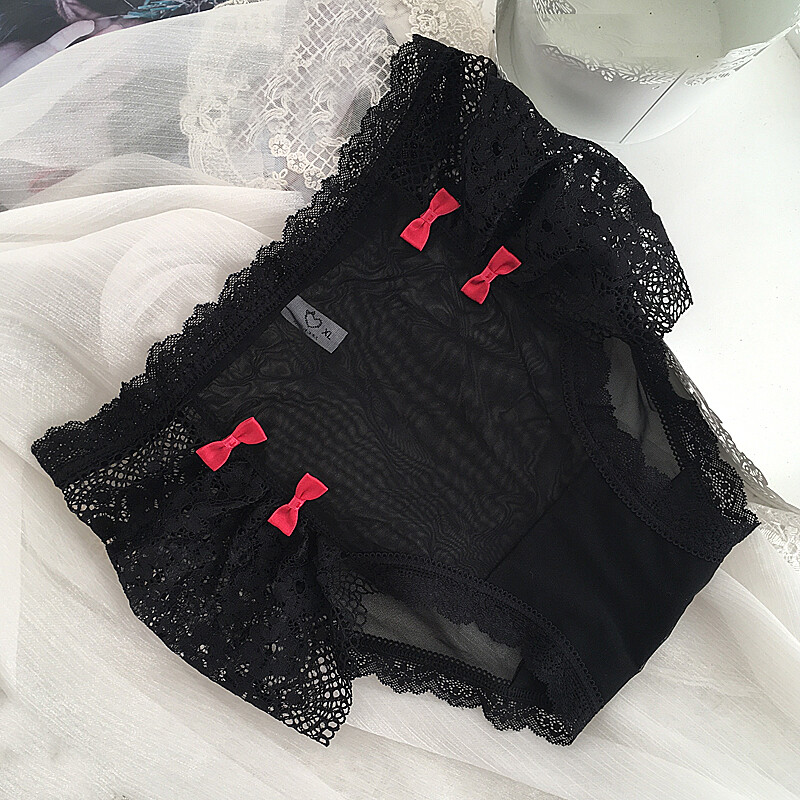Japanese Lace Panties Girls Lady Breathable Bow Mesh Brief Sexy Underwear Sweet；