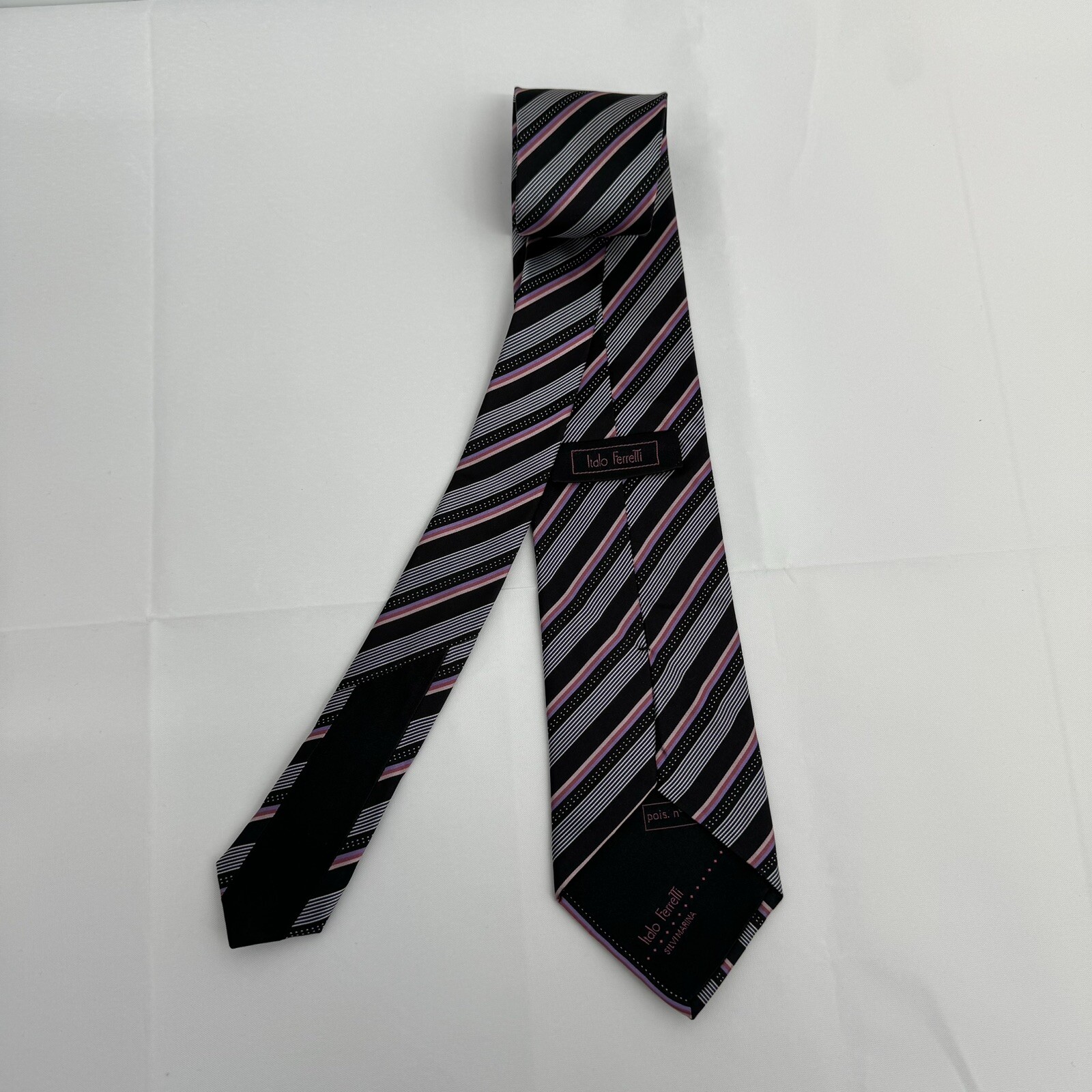 Men’s Italo Ferretti Silvi Marina Italian Necktie Striped Pois. N C002