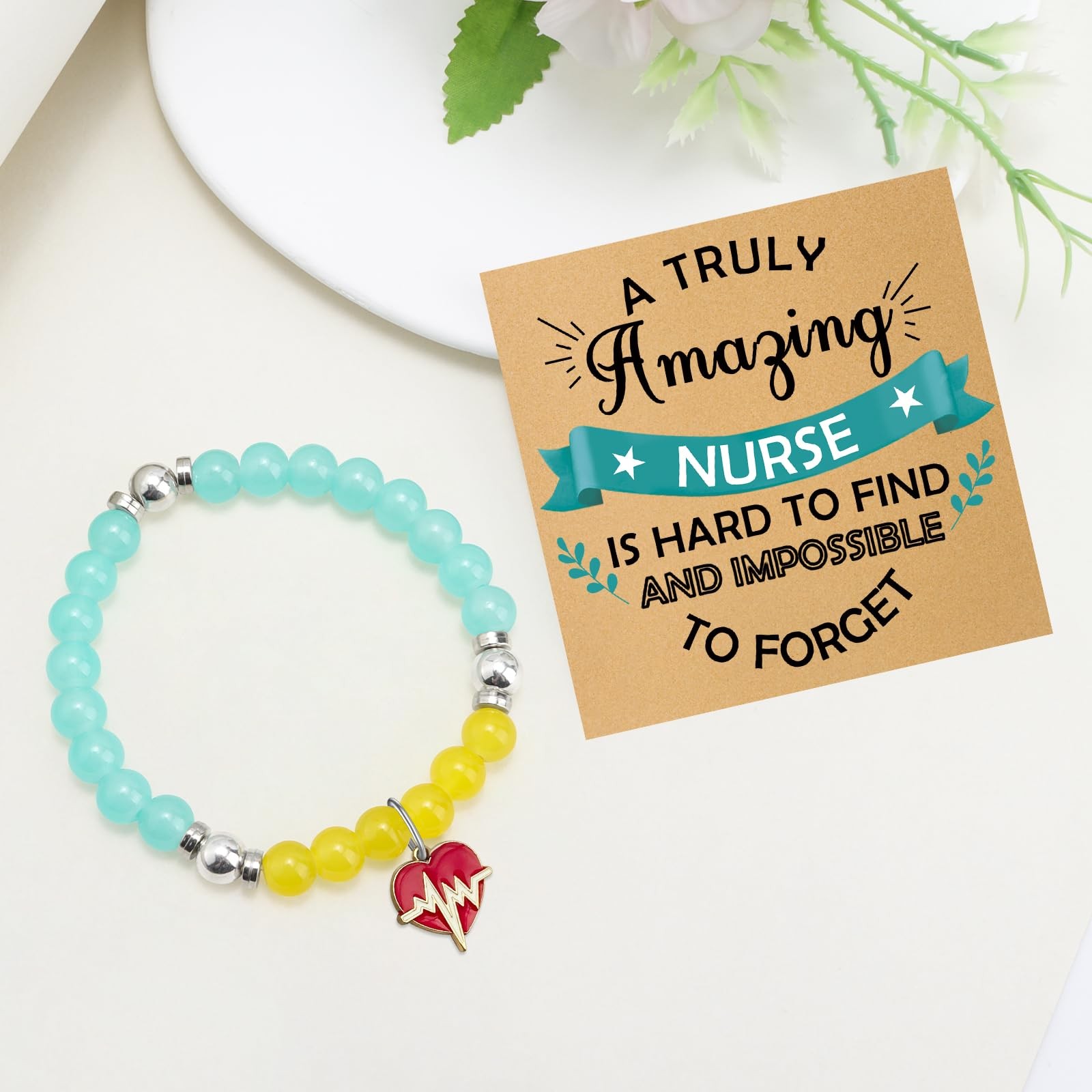 Nurse Appreciation Gifts Beads Bracelet for Women Nursing Small, As Shown