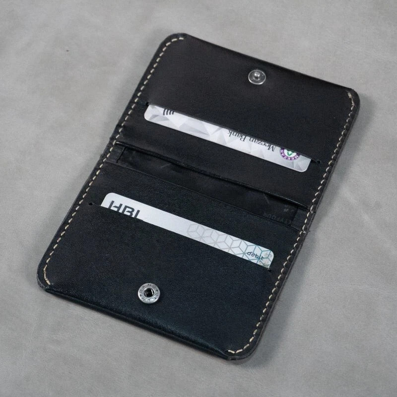 Genuine Ha Handmade Full Grain Pure Leather Bifold Vertical Wallet for Men, Slim