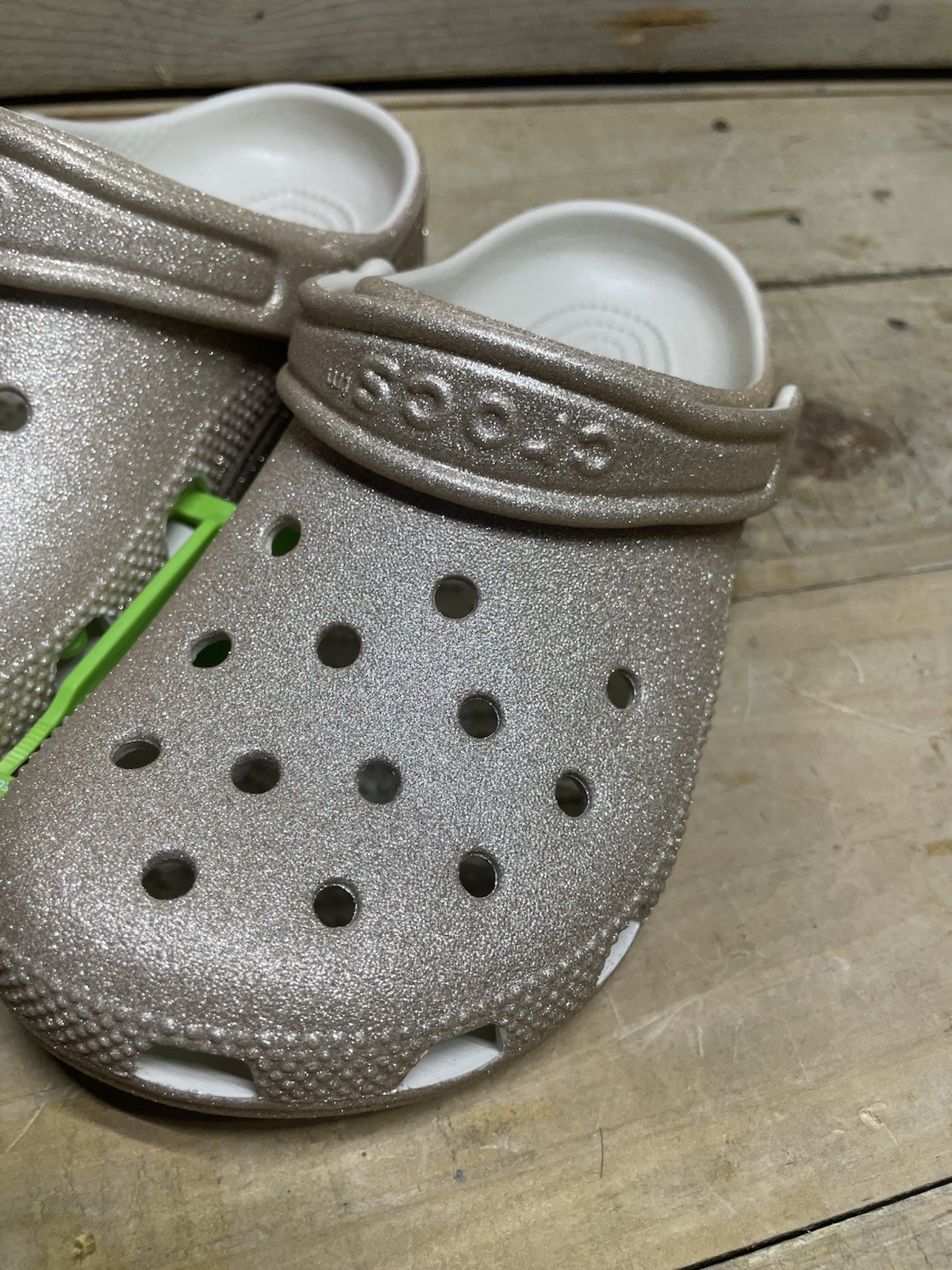 Crocs Shoes W 4 M 2 Glitter Champagne Classic Clog Gold