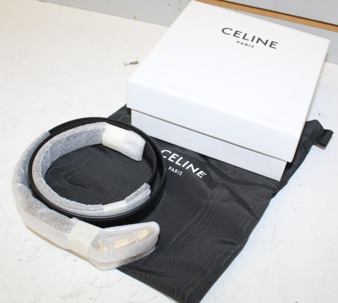 CELINE Triomphe Belt 25MM IN Taurillon Leather Size 75