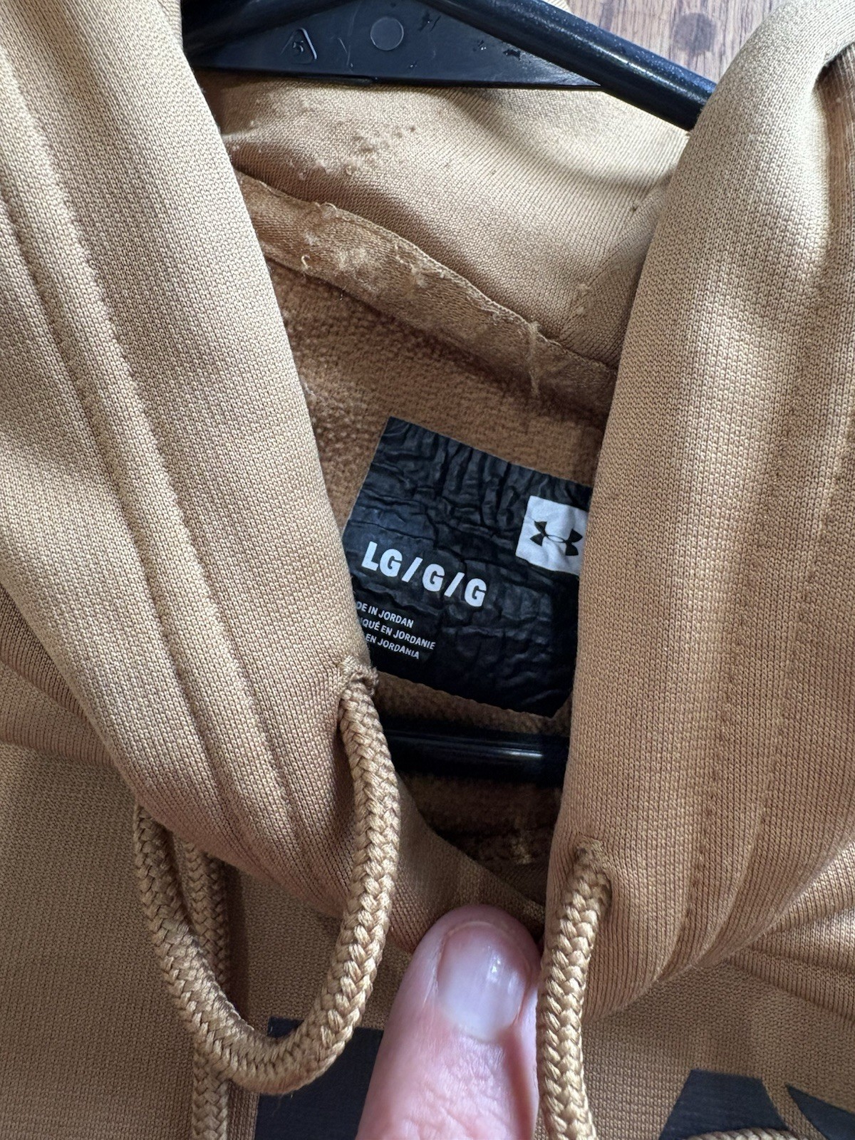 Under Armour UA Hunt Men’s LG Tan Pullover Fleece Hoodie Pockets Logo Hunting