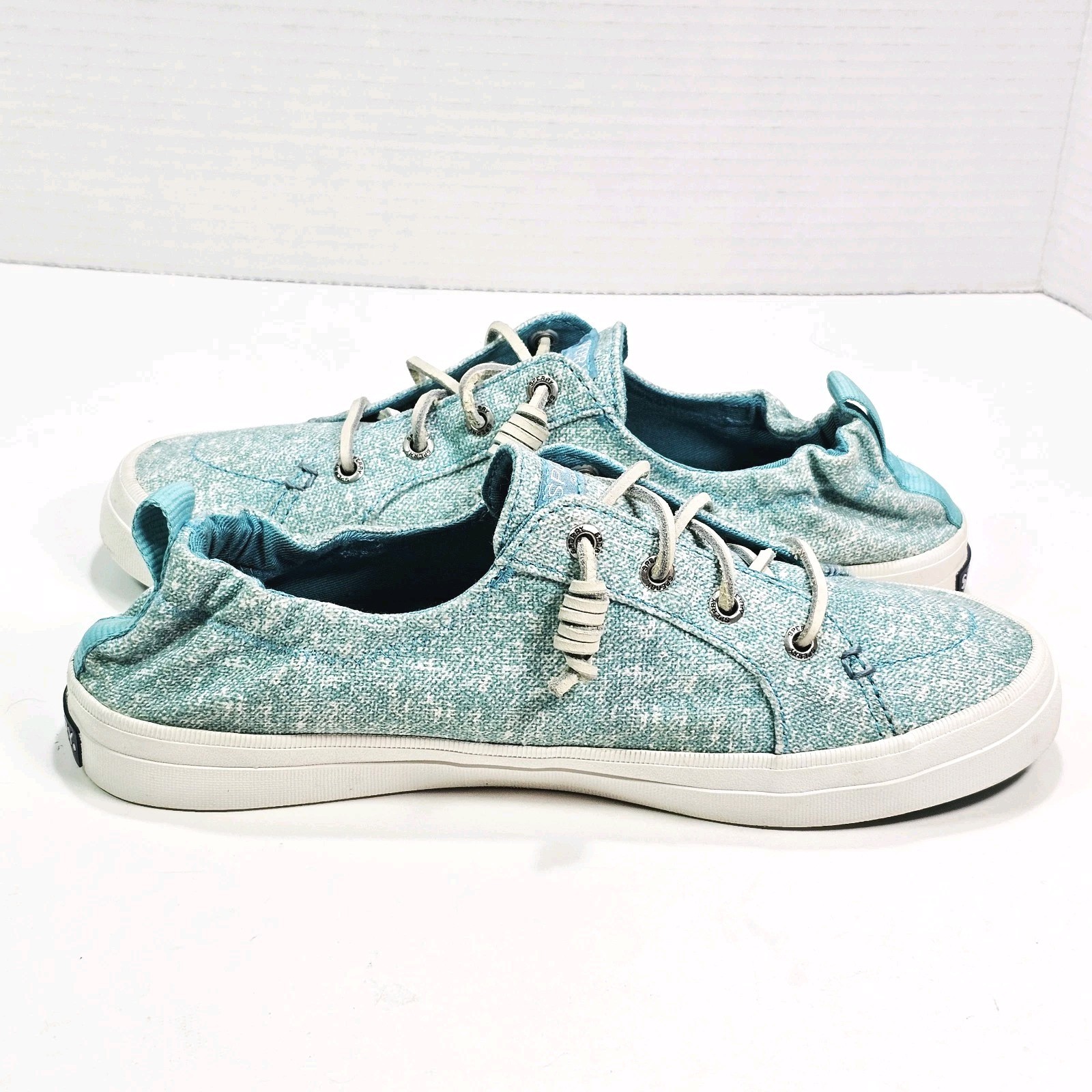 Sperry Top-Sider Womens 8.0 M Crest Ebb Canvas Sandwash Sneakers Teal Slip-on