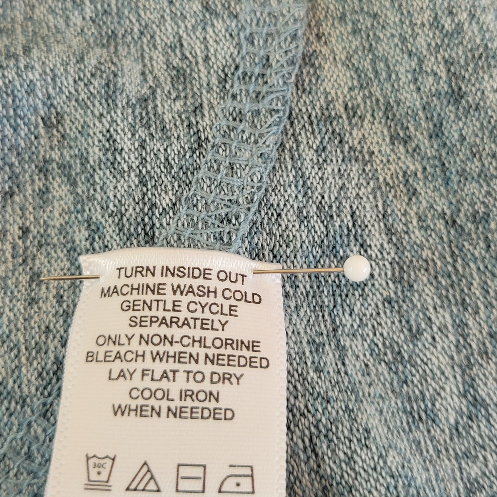 LOGO Lori Goldstein Womens Large Tunic Top Blue Marled Knit Stretch Long Sleeve