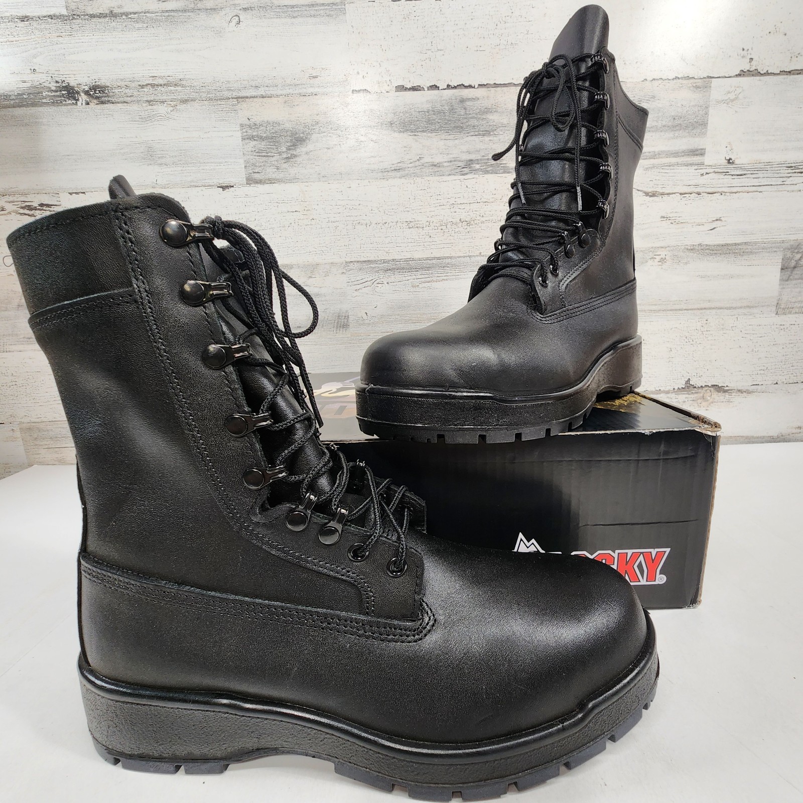 Rocky Navy Inspired 9″ Steel Toe Boot Size Wide Men’s Style #808 Military