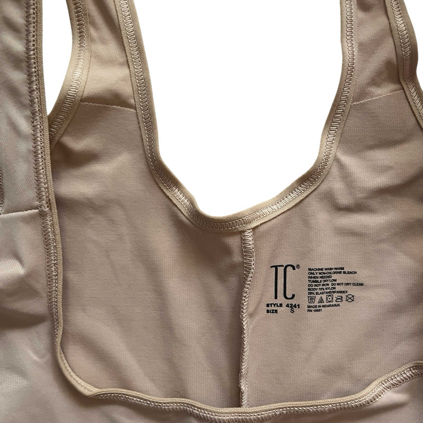 TC Fine Intimates Size S Shape Away Open Bust Thigh Slimmer Bodysuit Beige Nude