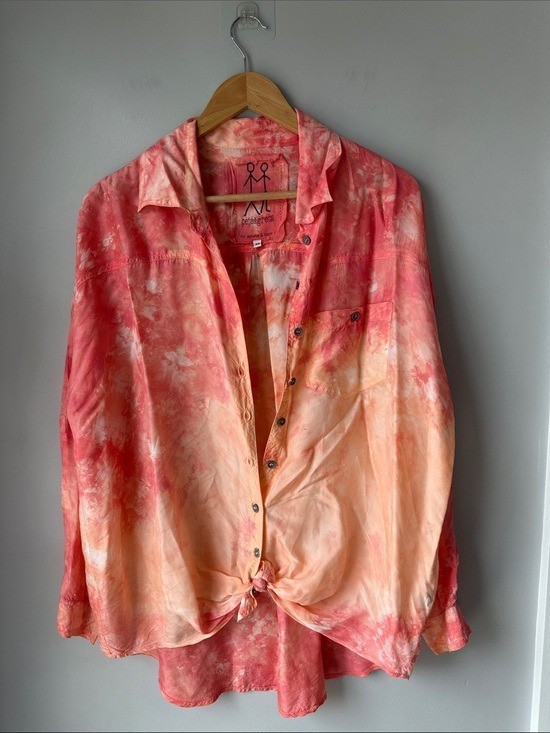 Johnny Was Pete & Greta Boho Tie Dye Oversized Button Down Shirt