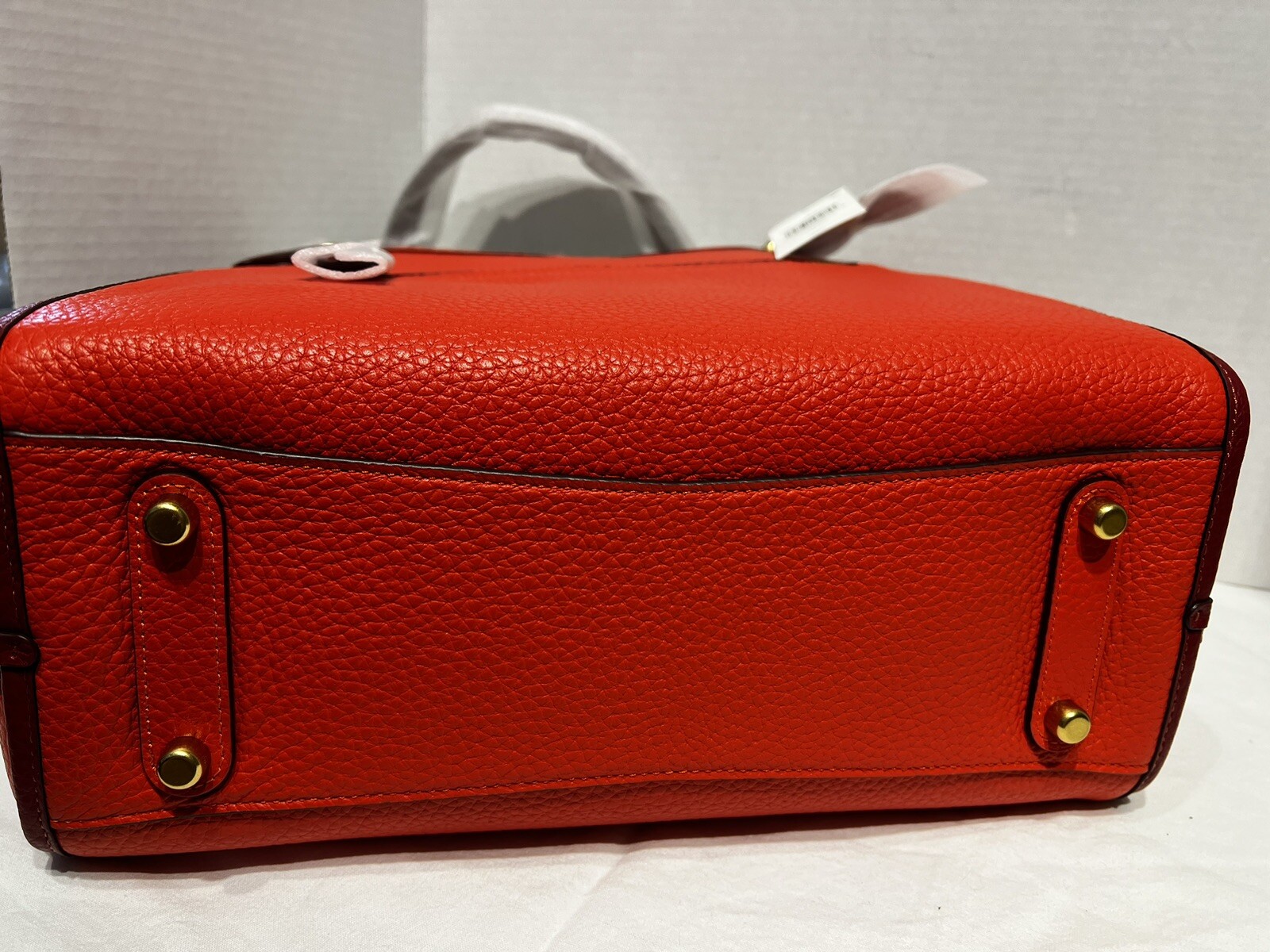 New Coach Lori Shoulder Bag Leather Colorblock Brass/Red Orange Multi C6627