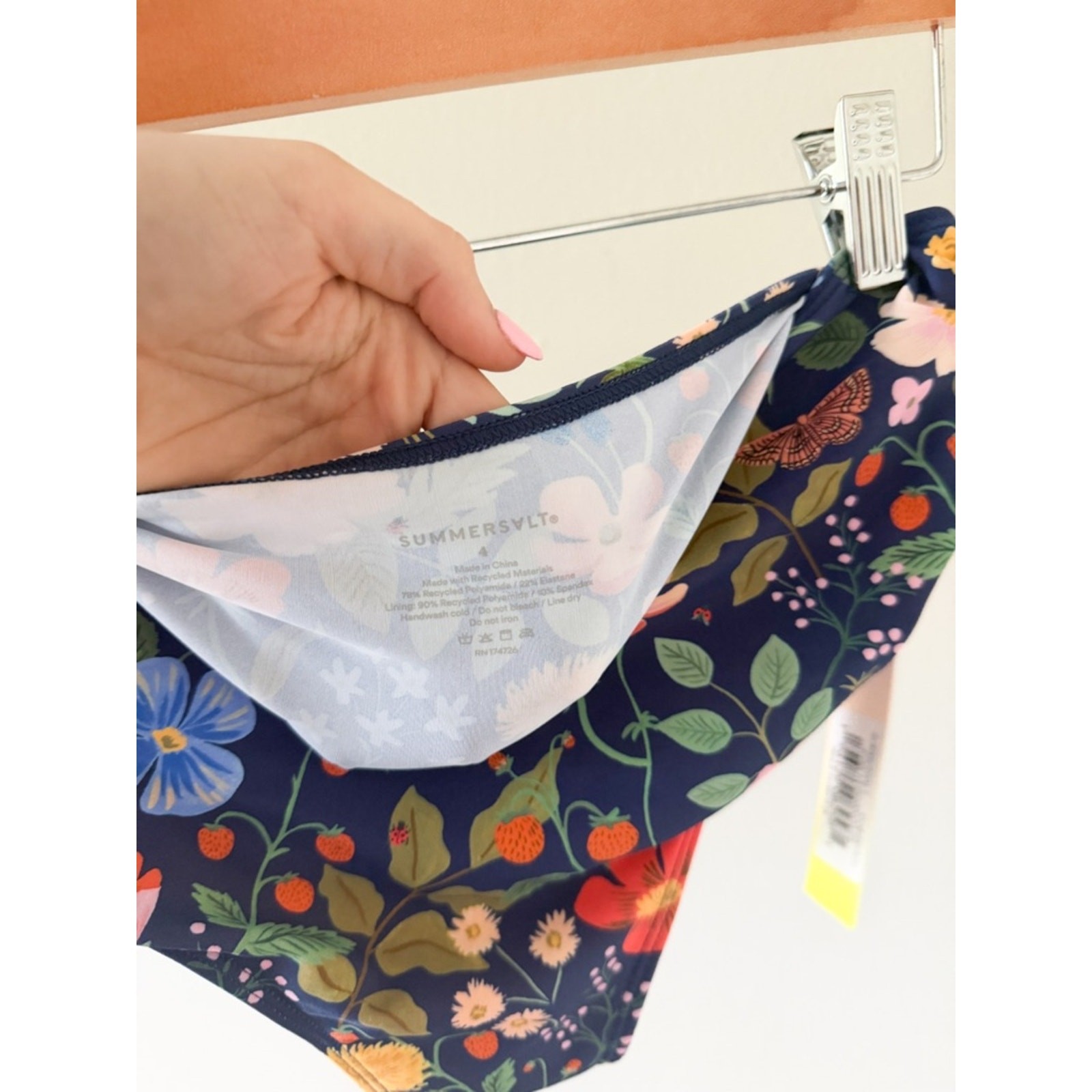 Summersalt Floral Strawberry Flower Bikini Swimsuit Bottoms Size Small 4 NWT