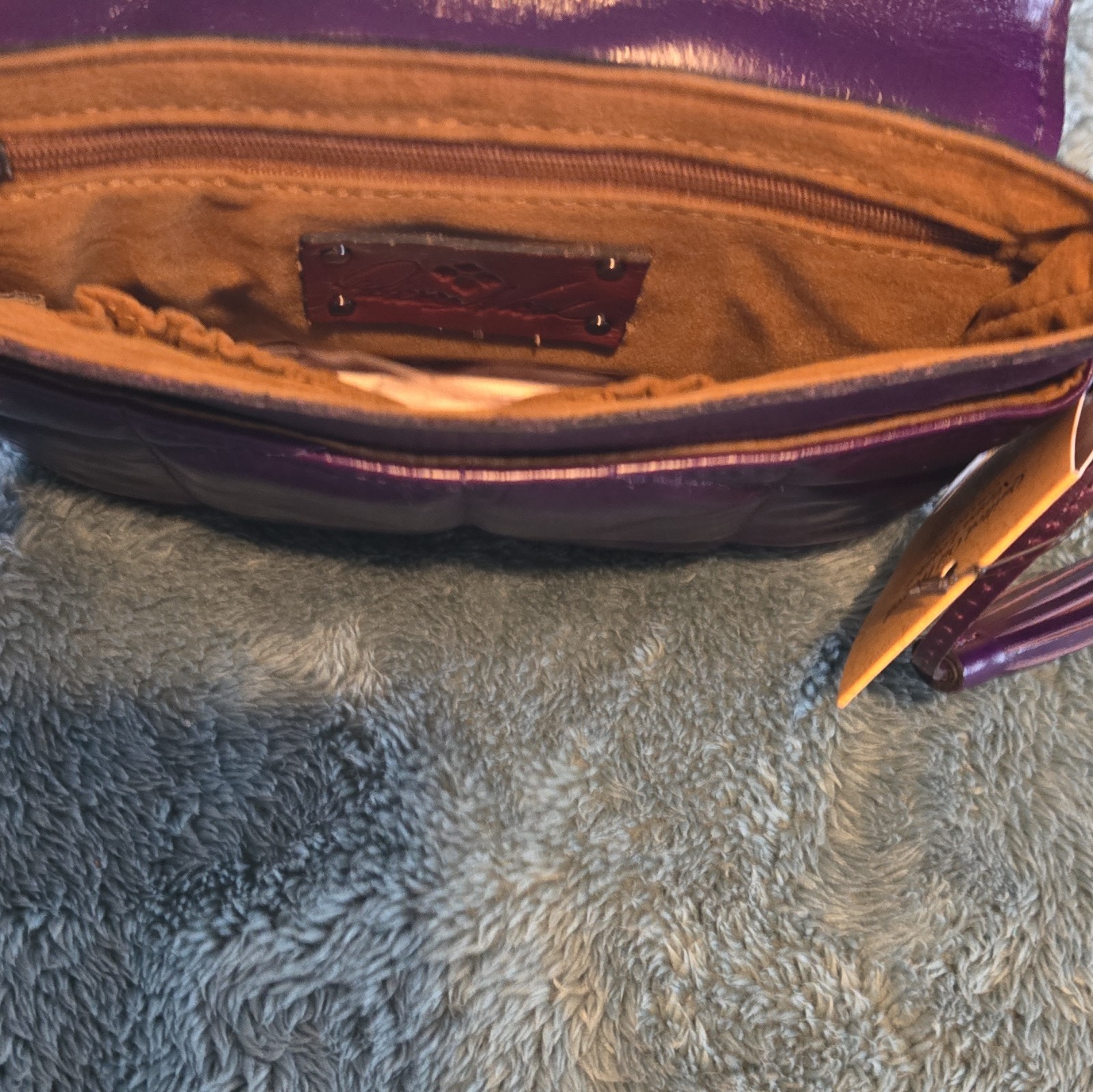 Patricia Nash Purple Quilted Crossbody Bag Tassel Zip, Detachable Strap