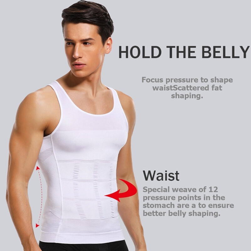 Men 3 Pack Slim Body Shaper Posture Corrector Vest Abdomen Compression Shirt Top