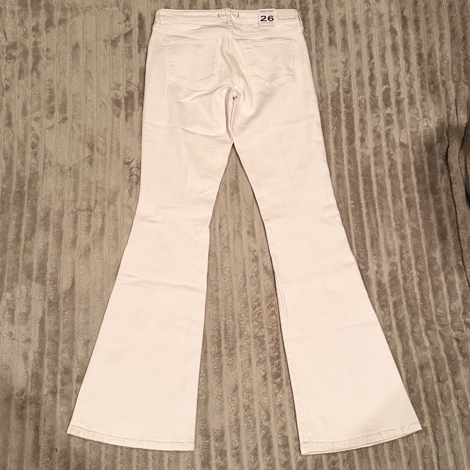 Dear John Rosie Mid Rise Flared Jeans 26 White Distressed Flare Stretch NWT