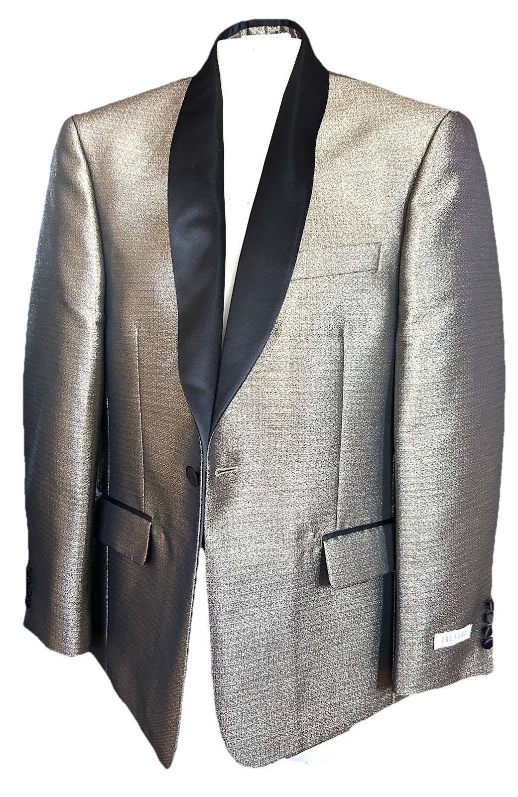 Gold Metallic Tuxedo Jacket Tre Vero Gold Sparkle Shimmer Sport Coat Mens 40 S