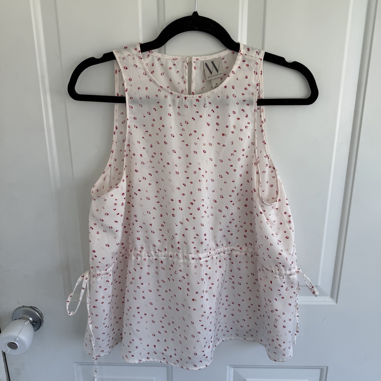 Worthington Women’s Patterned Tank Top Blouse Size M White And Red EUC
