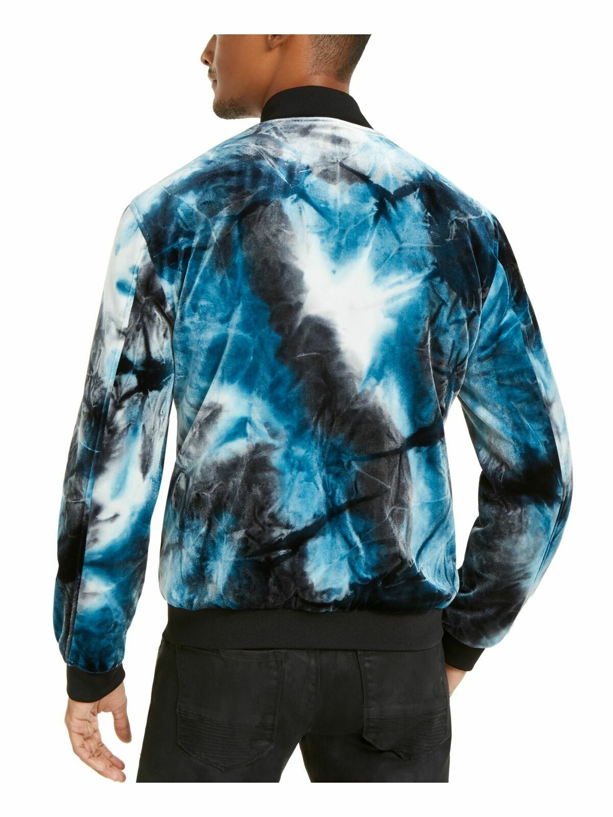 INC INTERNATIONAL CONCEPTS Blue Full Zip Velour Bomber Jacket MSRP $129 Small S