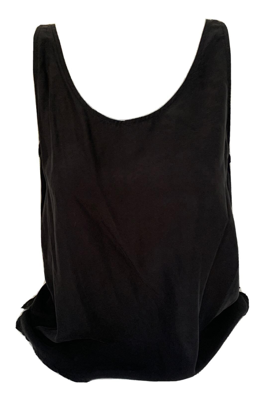 Garnet Hill Womens Shell Top Split sides Tank All Silk Black size 8