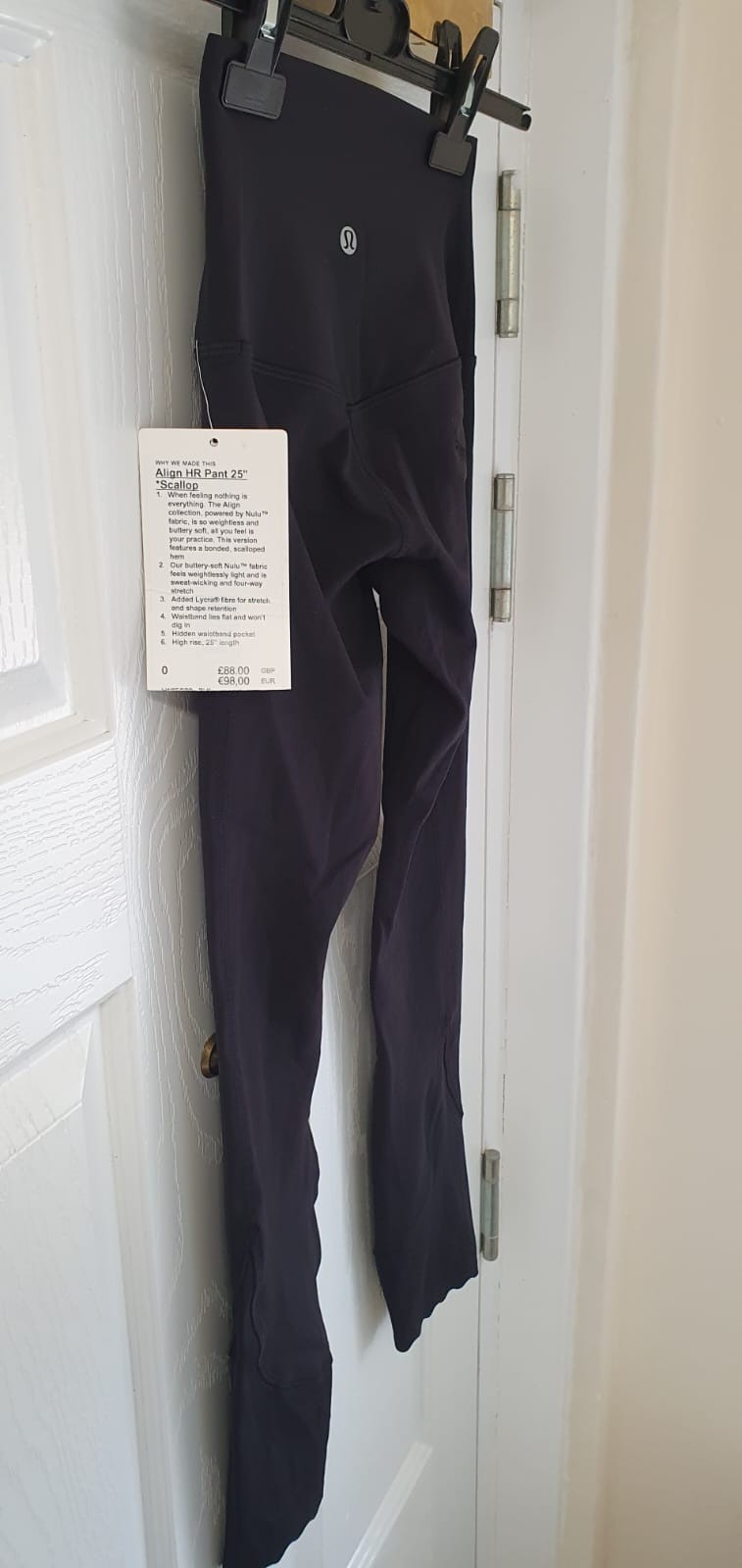 lululemon Align HR Pant 25″ Scallop Leggings Black US 0/UK 4 High Rise Pockets