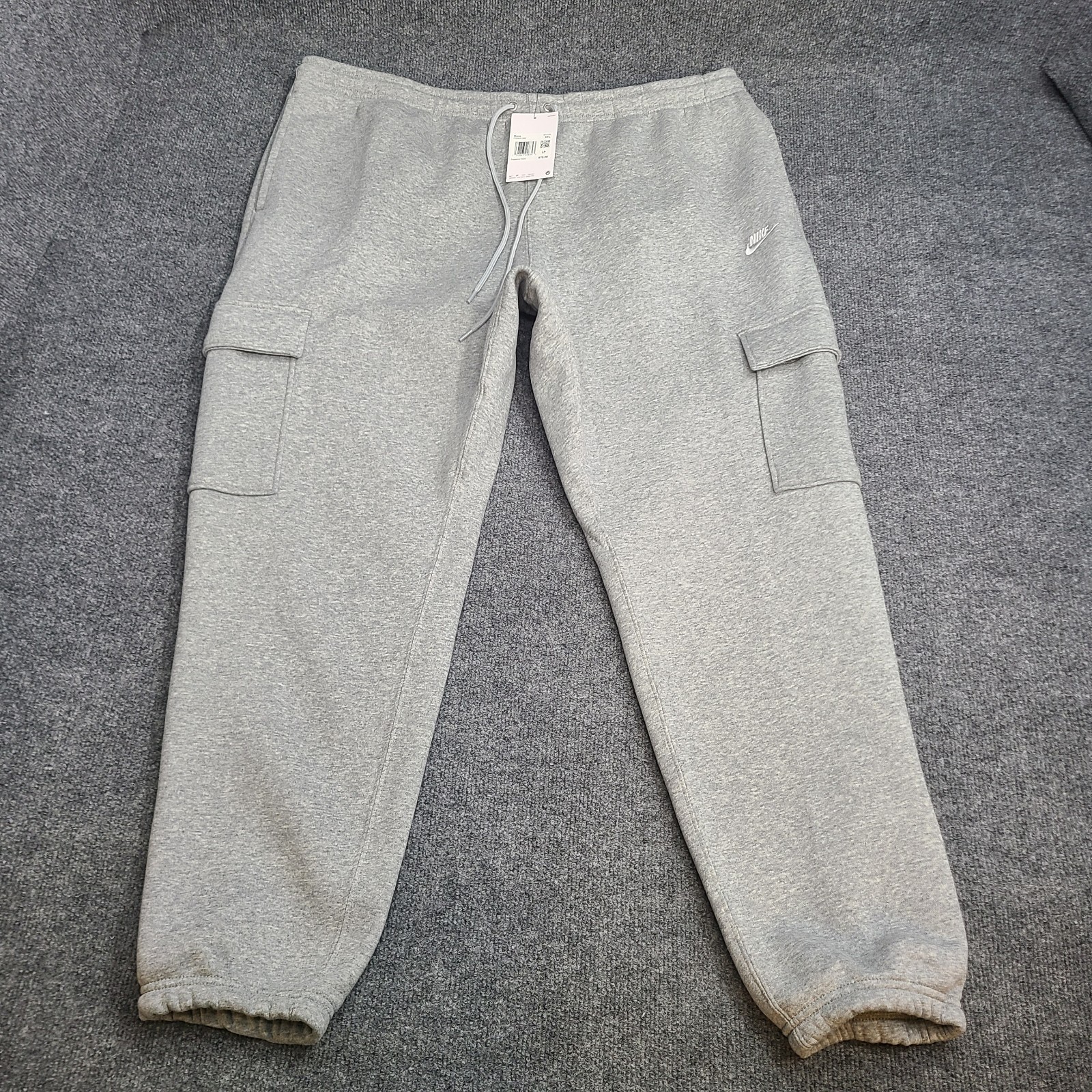 Nike Pants Mens 2XL Gray Heather Club Fleece Cargo Cuffed Brushed Jogger Sweats