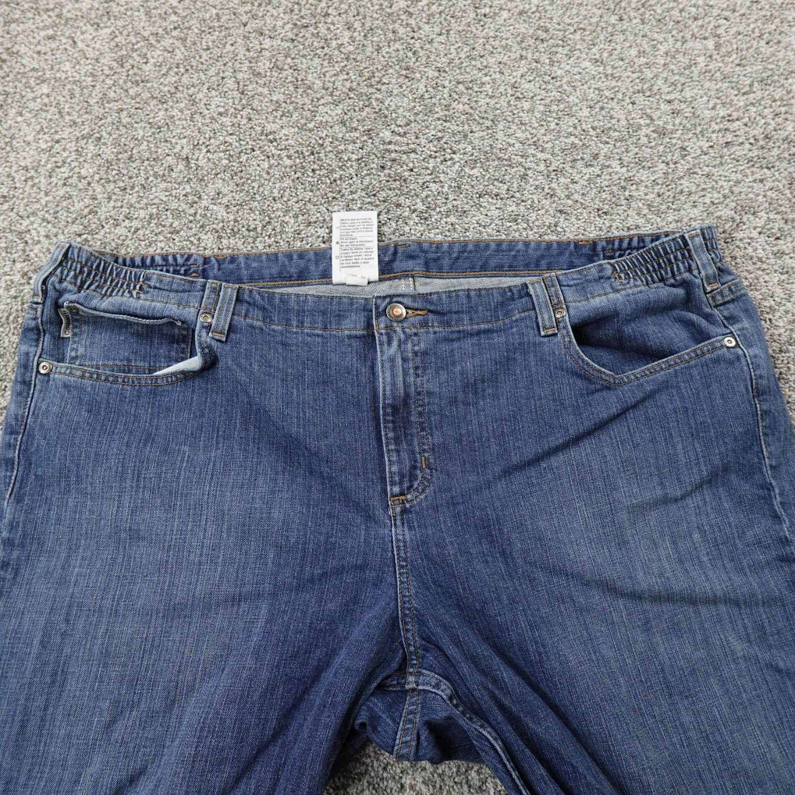Carhartt Jeans Womens 22 Dark Blue Denim Pants Relaxed Straight Workwear Stretch