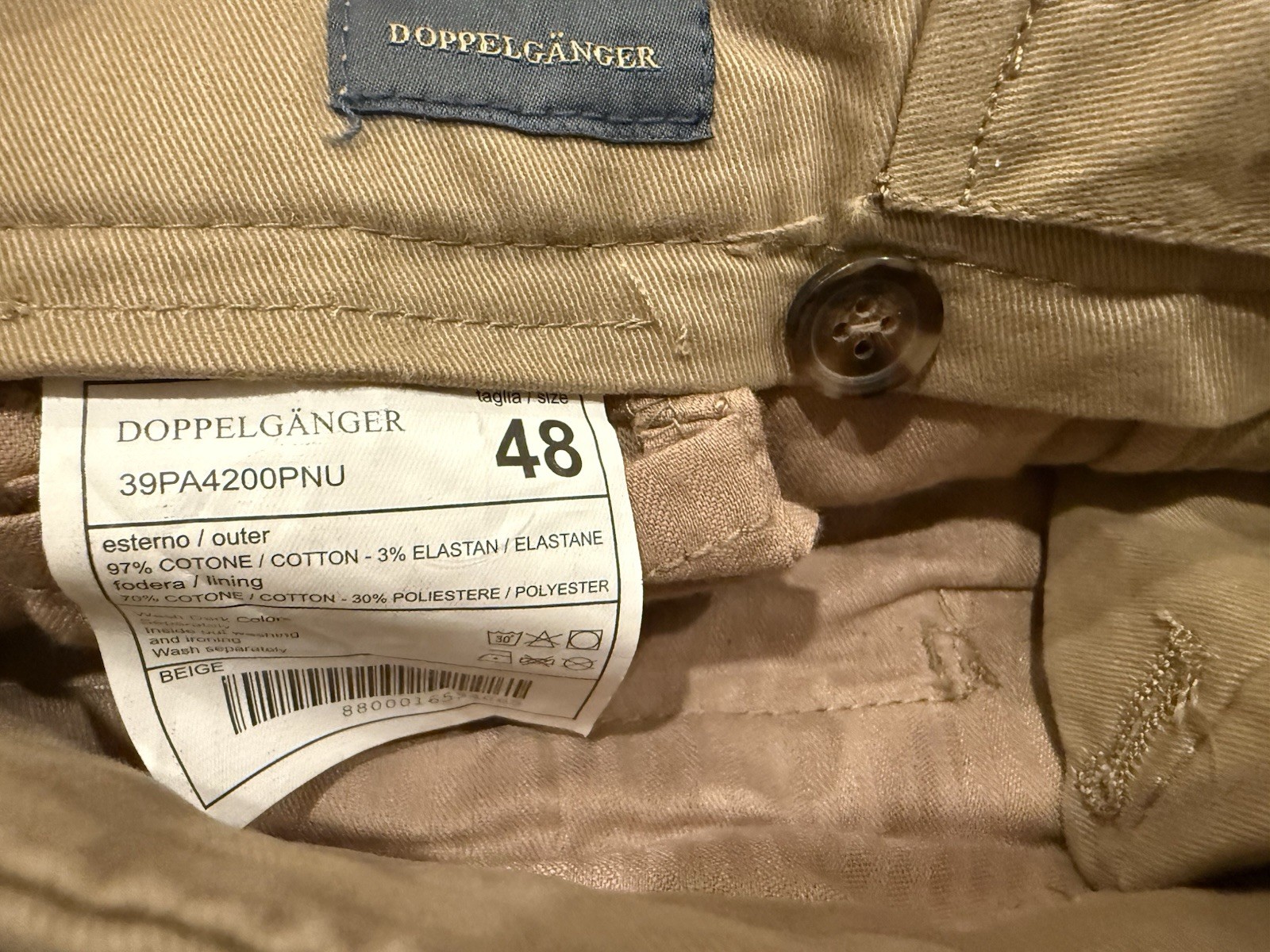 Doppelganger Men’s classic chino trousers regular fit