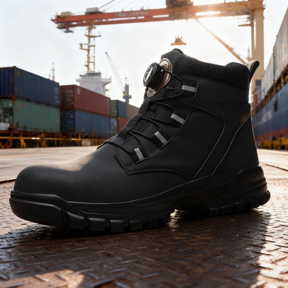 Men Anti-Punctur Steel Toe Safety Work Shoes Rotary Buckle Indestructible Shoes
