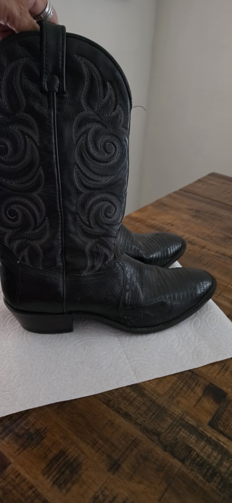 J. CHISHOLM Teju Lizard Handcrafted Leather Cowboy Boots Men 12 EE – USA EUC