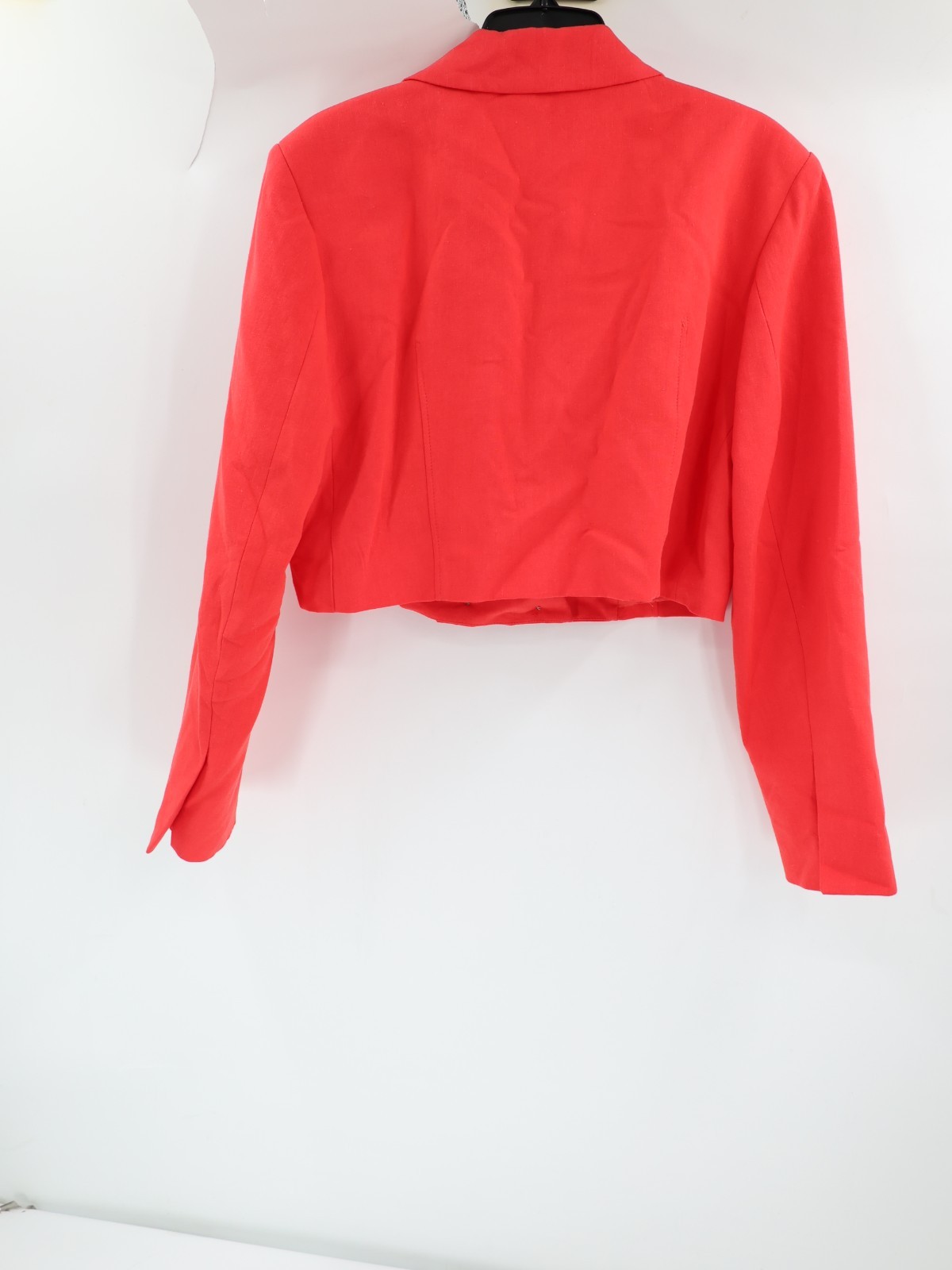 NWT Zara Blzaer womens XL Linen Blend Cropped Raspberry notch lapel trendy blog