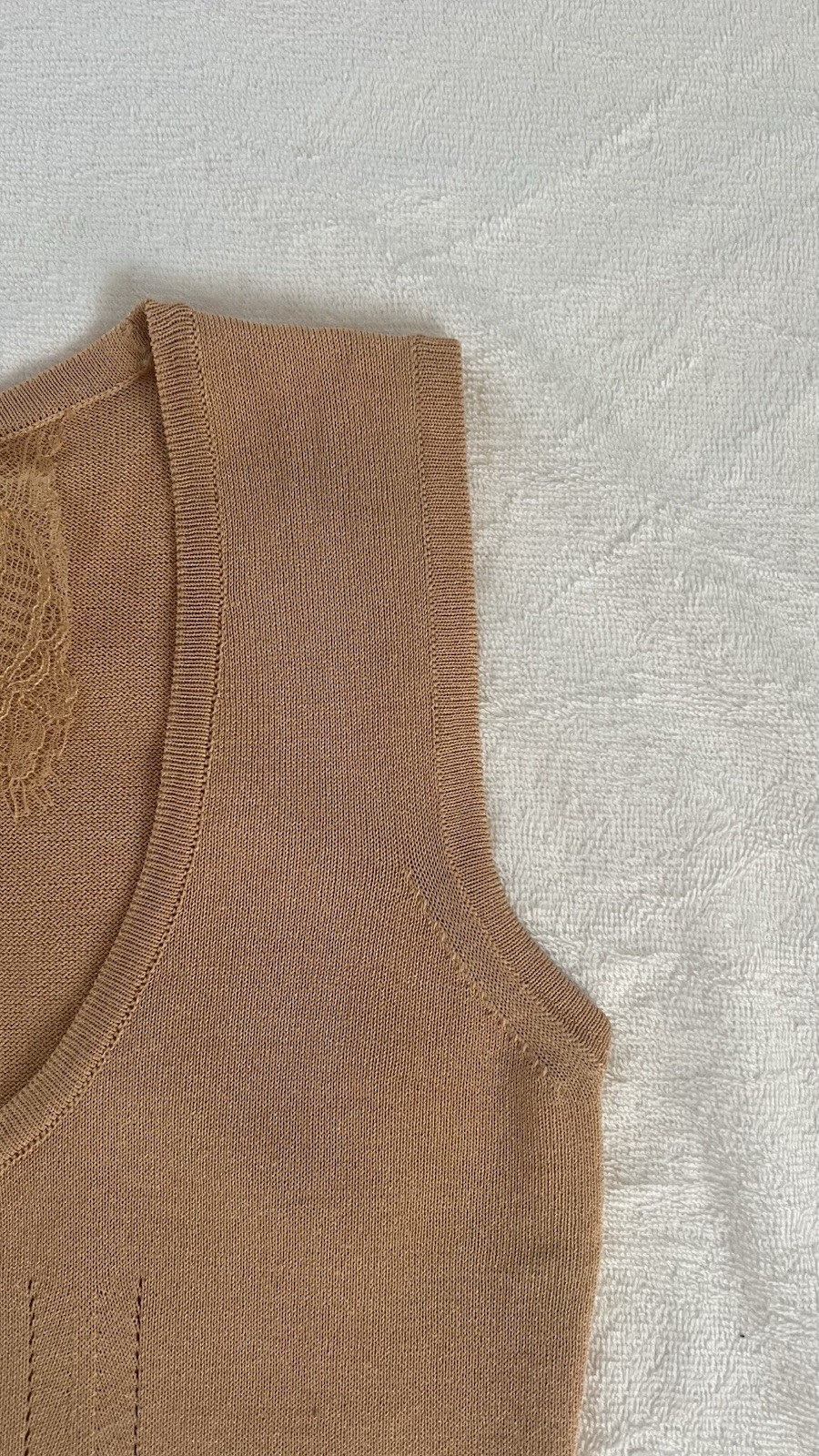 NWT La Perla Vanda Camel Tan Fine Knit Minimalist Tank Top sz US 6 / IT 42 New