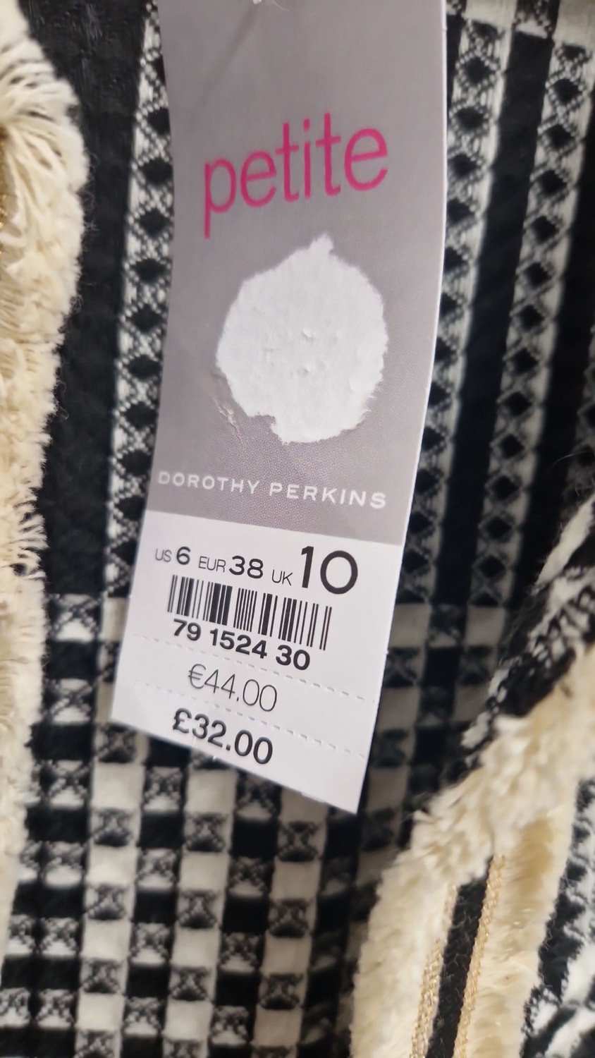 Dorothy Perkins Petite Tweed-Style Check Jacket – UK Size 10