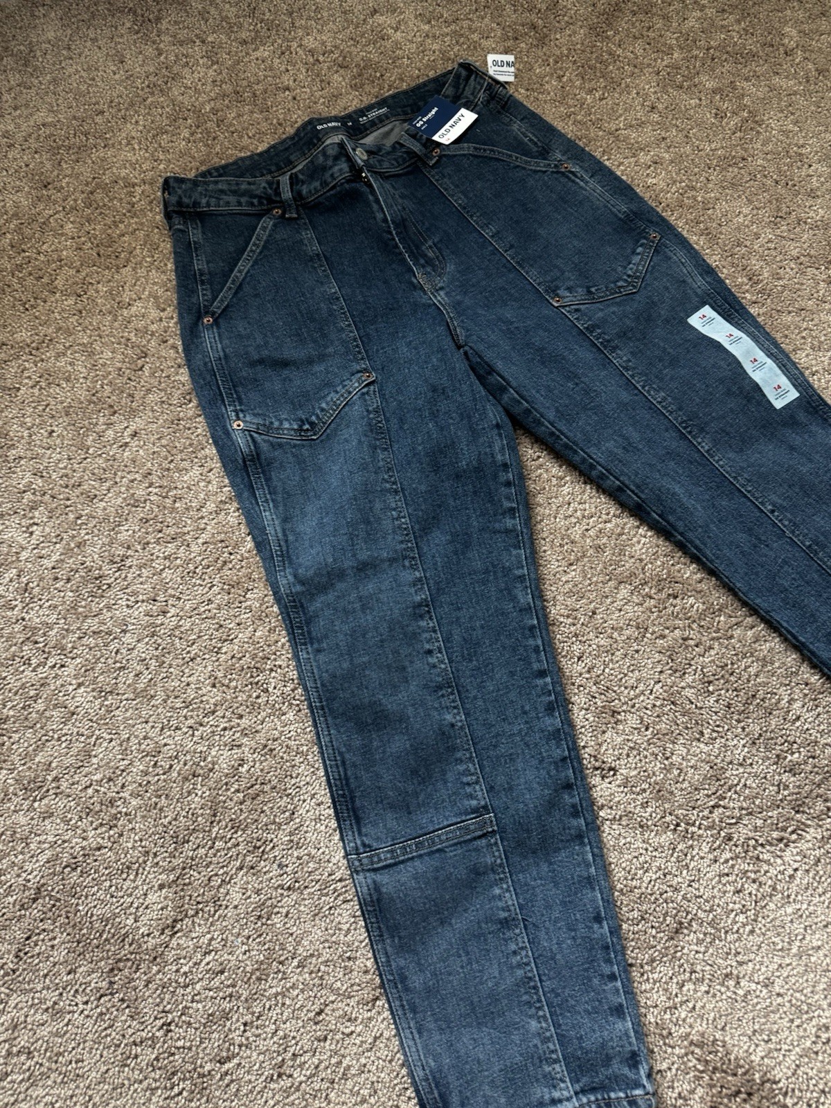 NWT Old Navy Womens High Rise Straight Jeans Sz14 Dark Wash. Utility with Seams