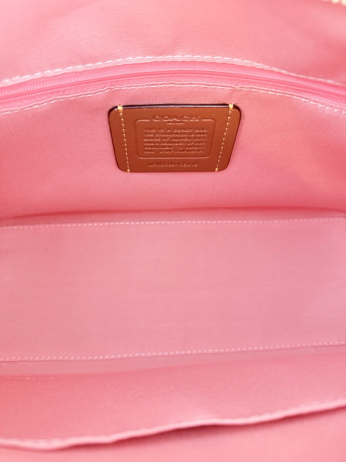 Coach Signature Logo Pink Shoulder Bag Zip Adjustable Strap Gold Hardware Charm