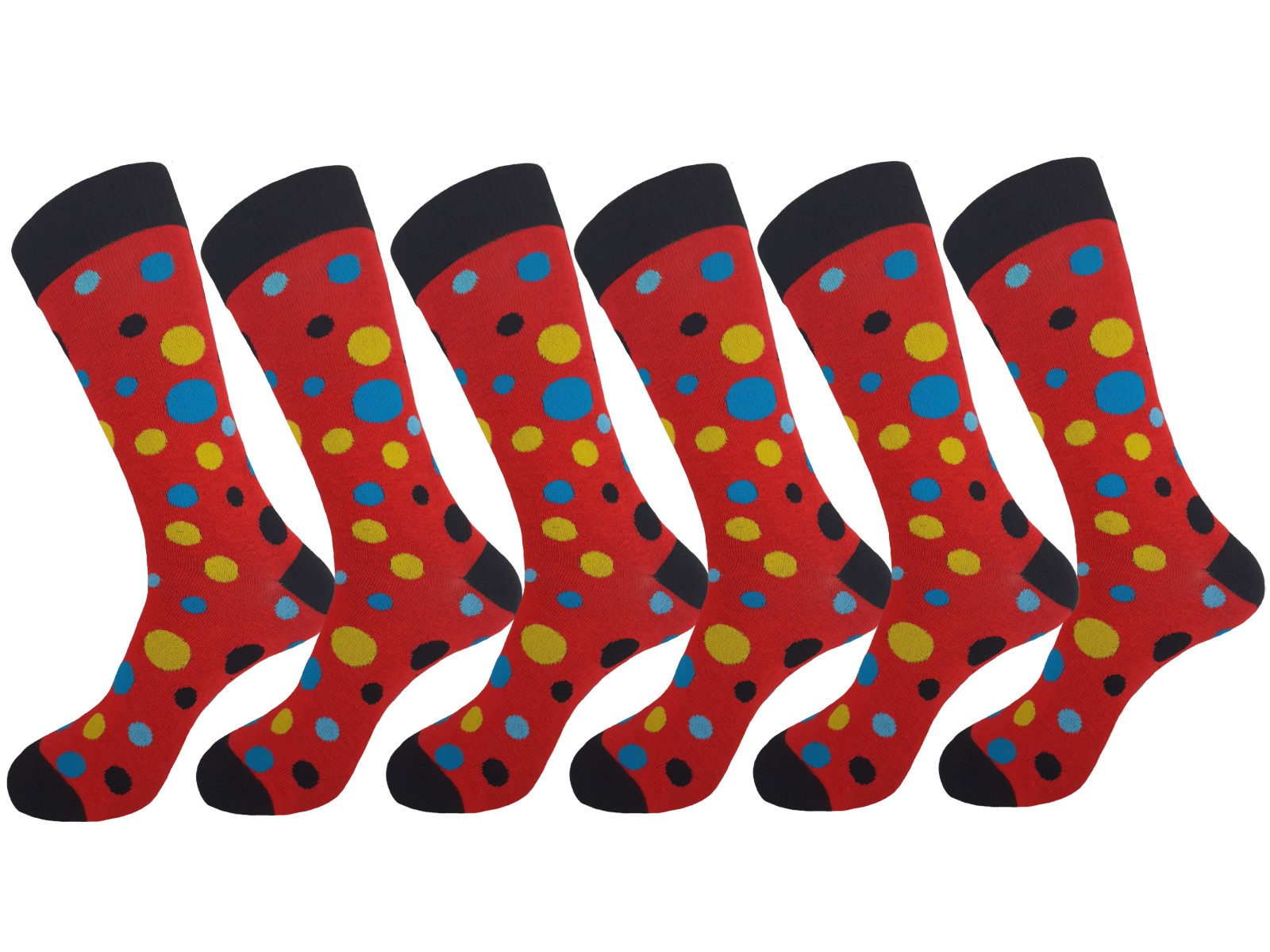 DRESS SOCKS RED BLACK POLKA DOTS COTTON SOCKS 10-13 TRUE TO SIZE