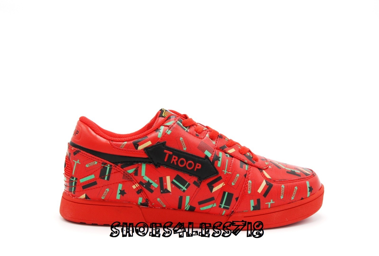 NEW TROOP CROWN LIMITED EDITION OLD SCHOOL VINTAGE RED FLAG LOW TOP SNEAKERS
