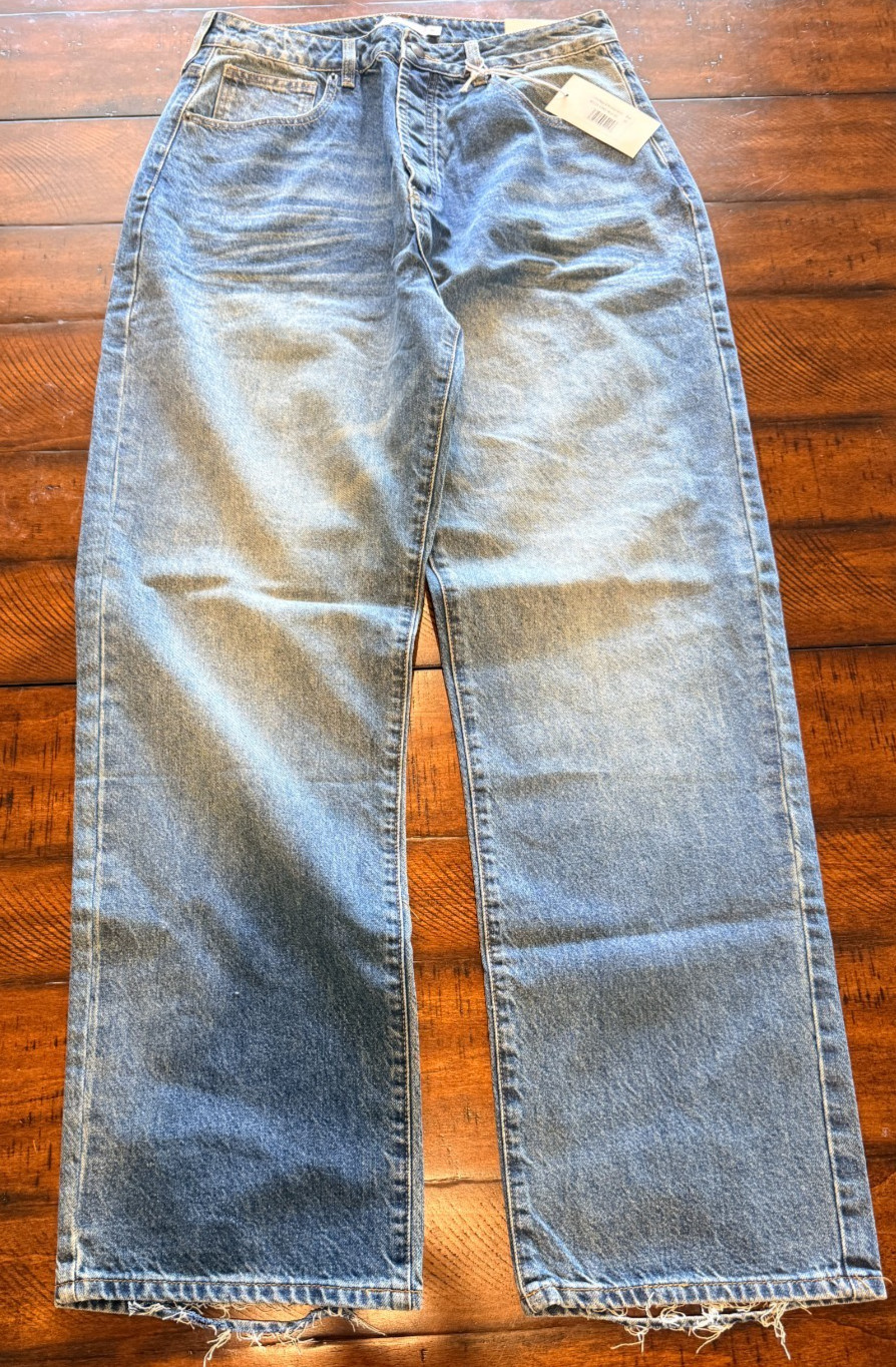 MNML Mens ULtra Baggy & Wrinkled Denim – Blue, Size 32