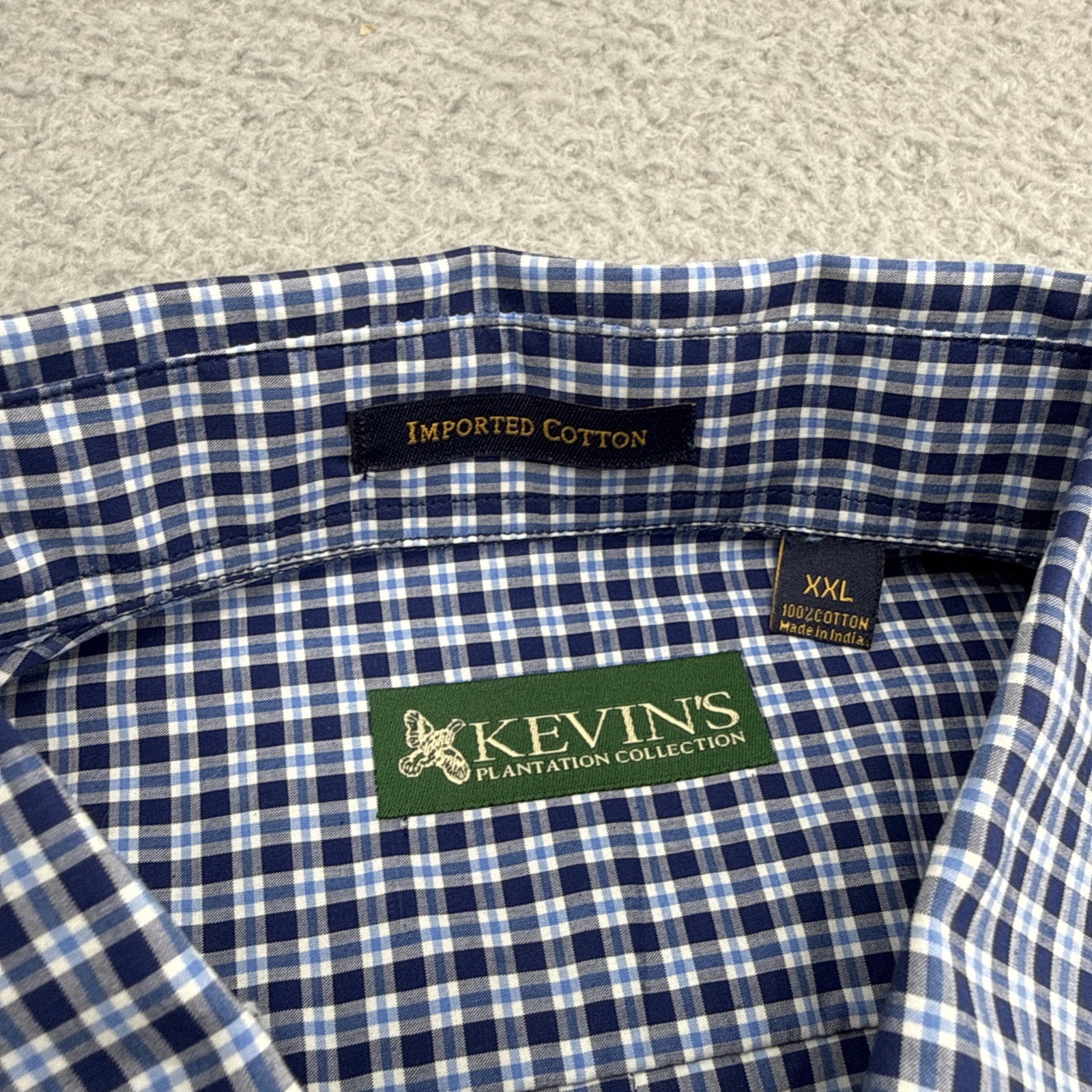 Kevin’s Plantation Collection Mens XXL 2XL Cotton Plaid L/S Classic Button-Down