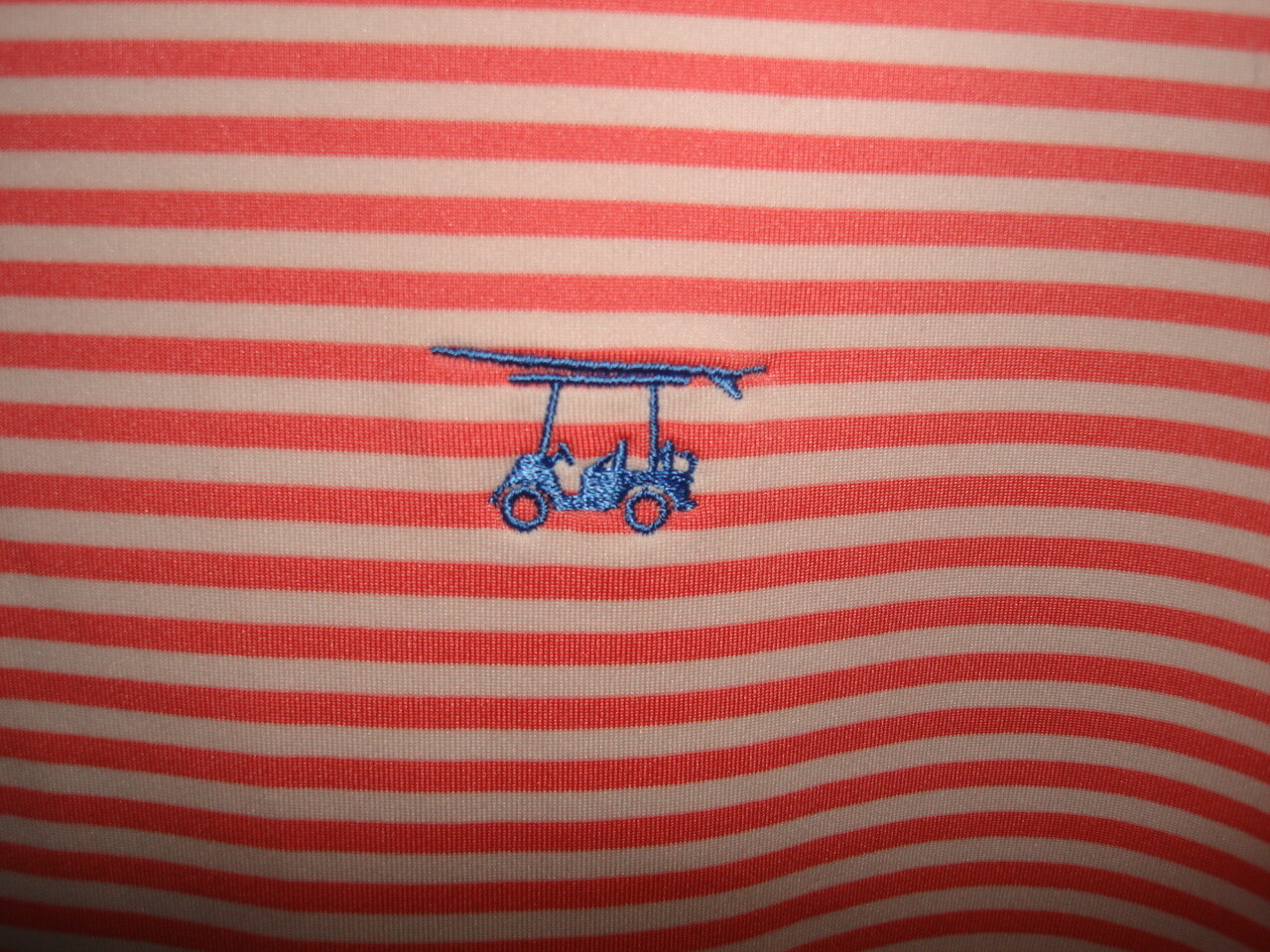 Bald Head Pink Striped Poly/Spandex Blend S/S Polo Shirt Sz M “ArrowHead Ranch”