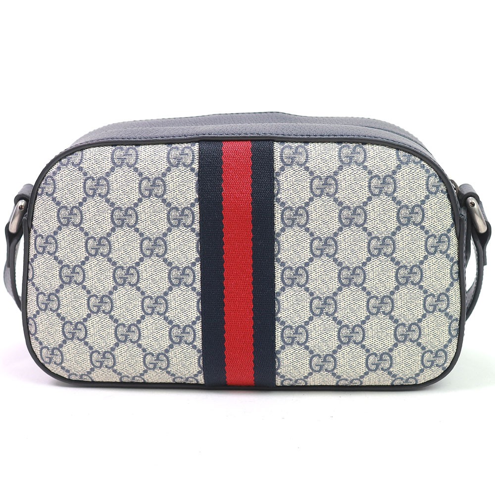 GUCCI Ophidia GG Small Shoulder Bag GG Supreme Canvas Navy Leather